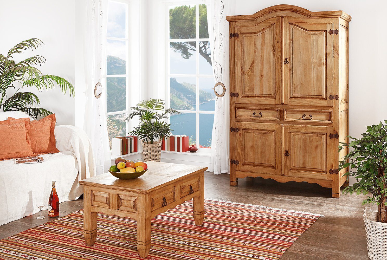 1a Direktimport Bauernschrank Mexico Möbel Wohnschrank TV Schrank - Pinie massiv - Landhausstil