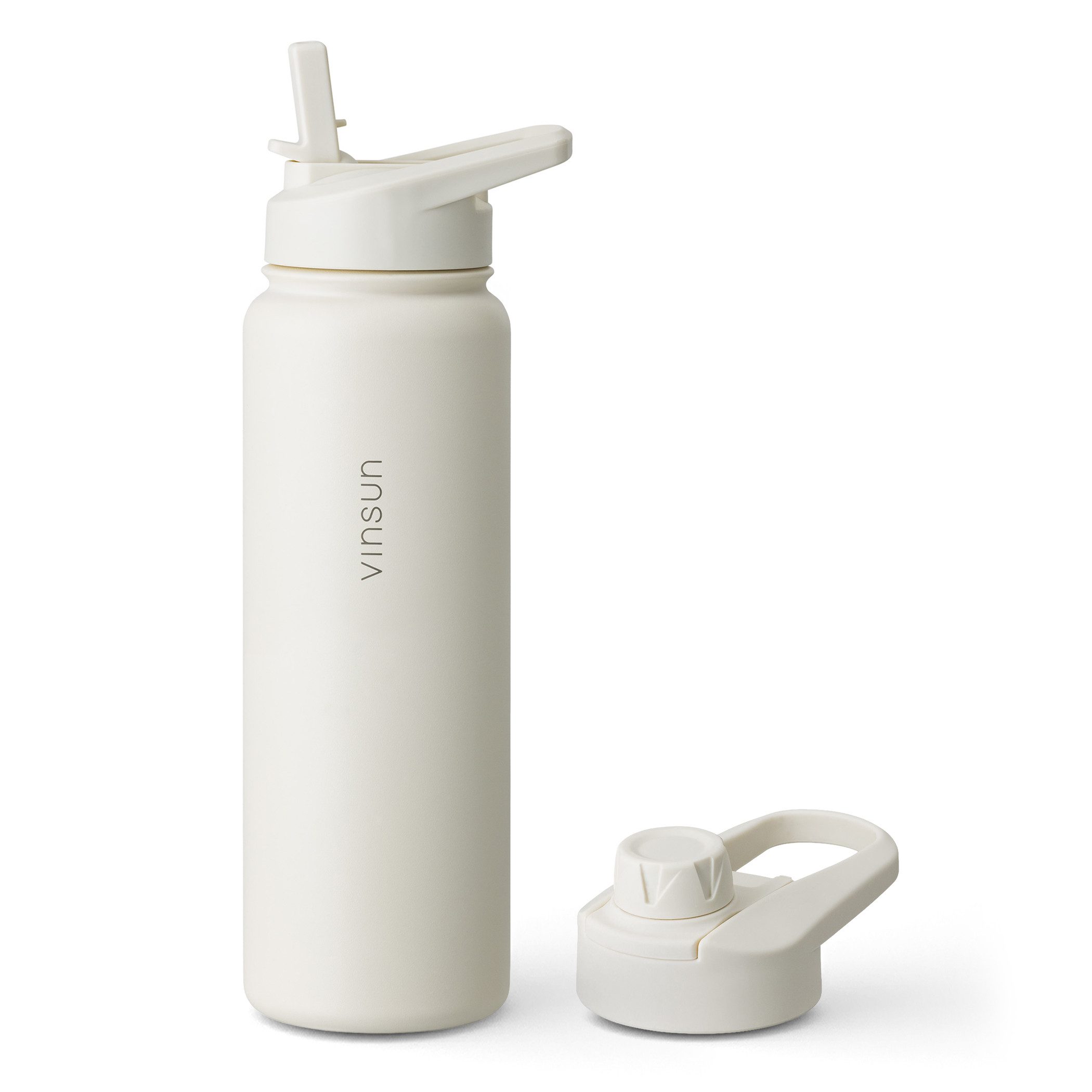 Vinsun Isolierflasche Edelstahl Trinkflasche 750ml Strohhalm - 2 Deckel Thermoflasche, BPA frei, doppelwandig, auslaufsicher, bruchsicher, geruchsneutral