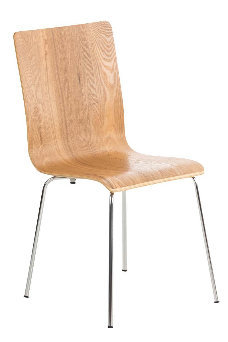 TPFLiving Besucherstuhl Peppo mit ergonomisch geformter Sitzfläche - Konferenzstuhl (Besprechungsstuhl - Warteraumstuhl - Messestuhl), Gestell: Metall chrom - Sitzfläche: Holz eiche