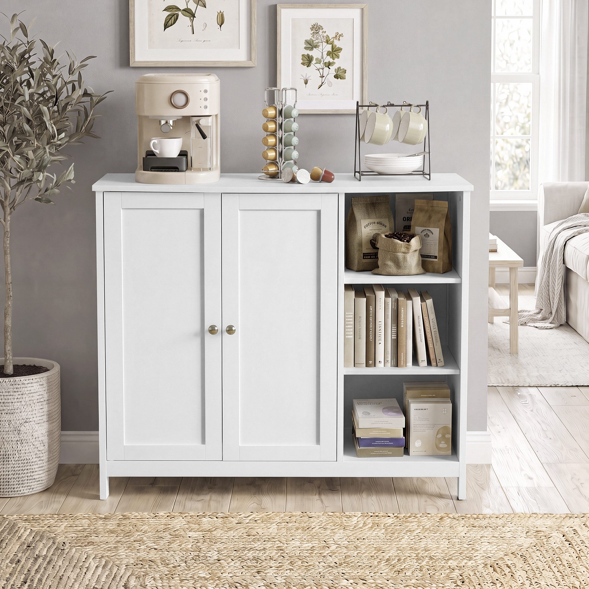 VASAGLE Waschbeckenunterschrank Badschrank aus MDF, Aufbewahrungsschrank, für Badezimmer mit 2 Türen und Offenen Fächern, 90 x 30 x 80 cm, 1 Stück