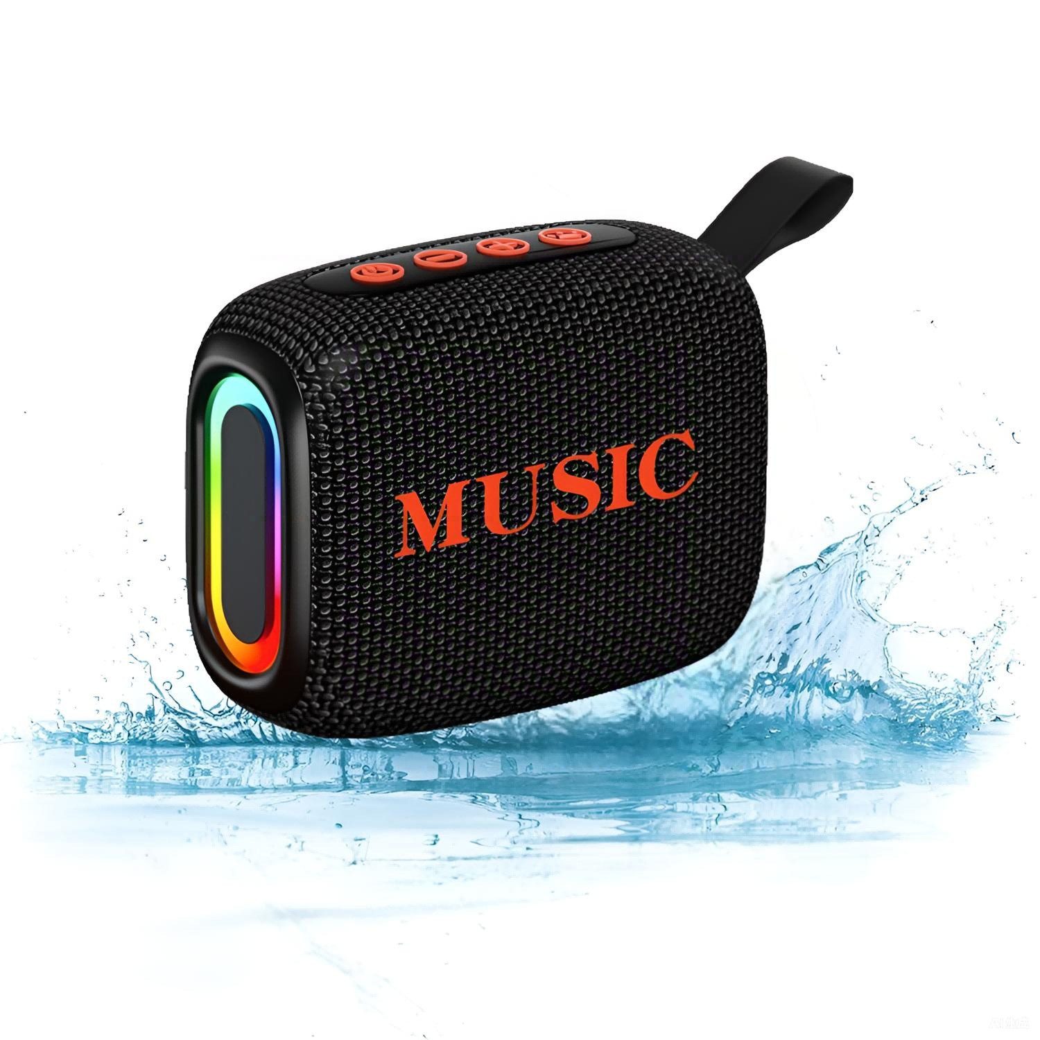 ibettertec Mini Bluetooth Lautsprecher mit RGB, Musikbox Bluetooth 5.3, IPX5 Lautsprecher (Tragbare Bluetooth-Lautsprecher,1200mAh,10m Reichweite,mit Haken)