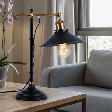 etc-shop Tischleuchte, Vintage LED Tisch Lampe höhenverstellbar Wohn Zimmer