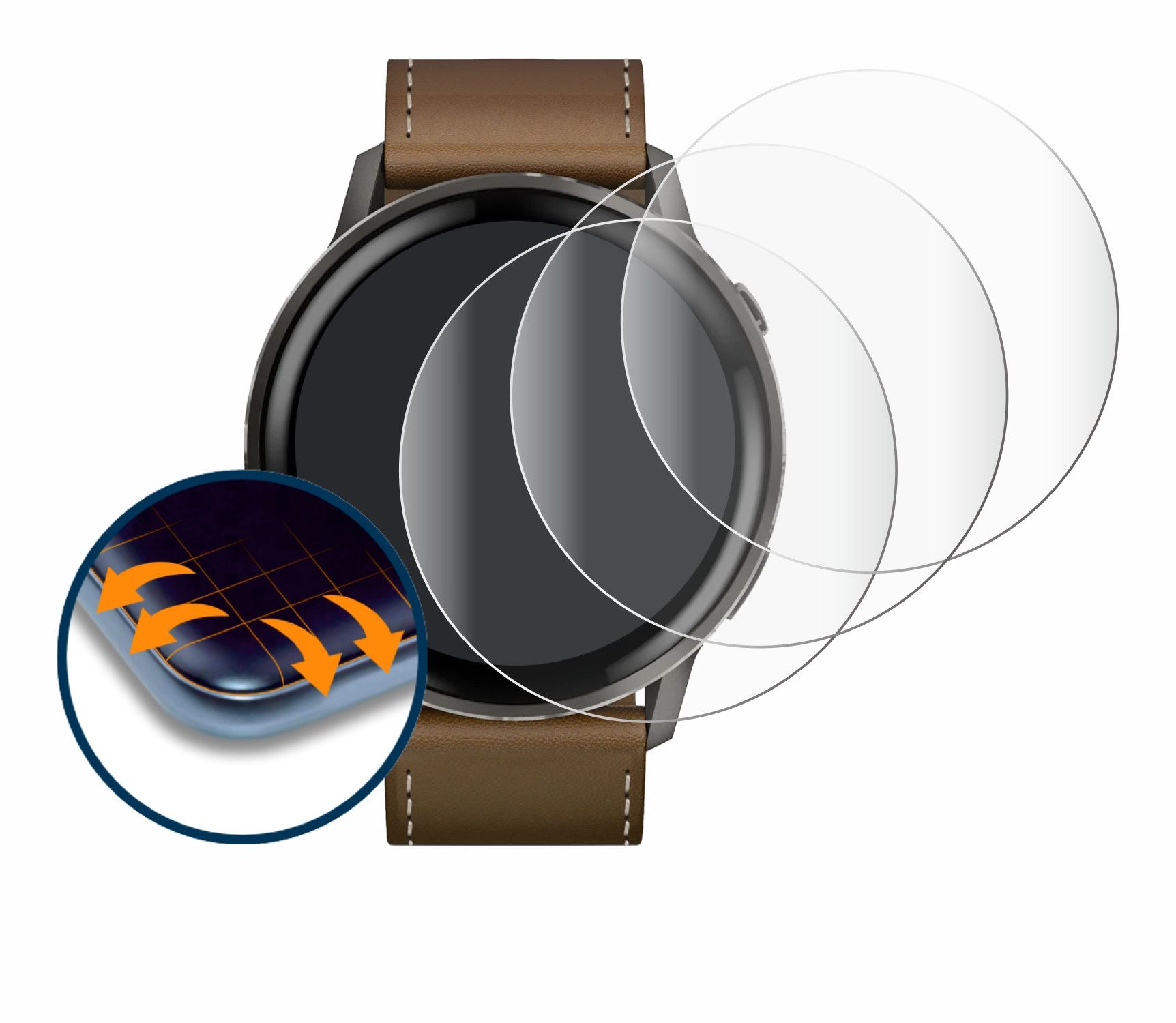 Savvies Displayschutzfolie Fullscreen Schutzfolie für Garmin Venu 4 (45 mm), 4 Stück, Displayschutz Folie Fullcover Klar Transparent