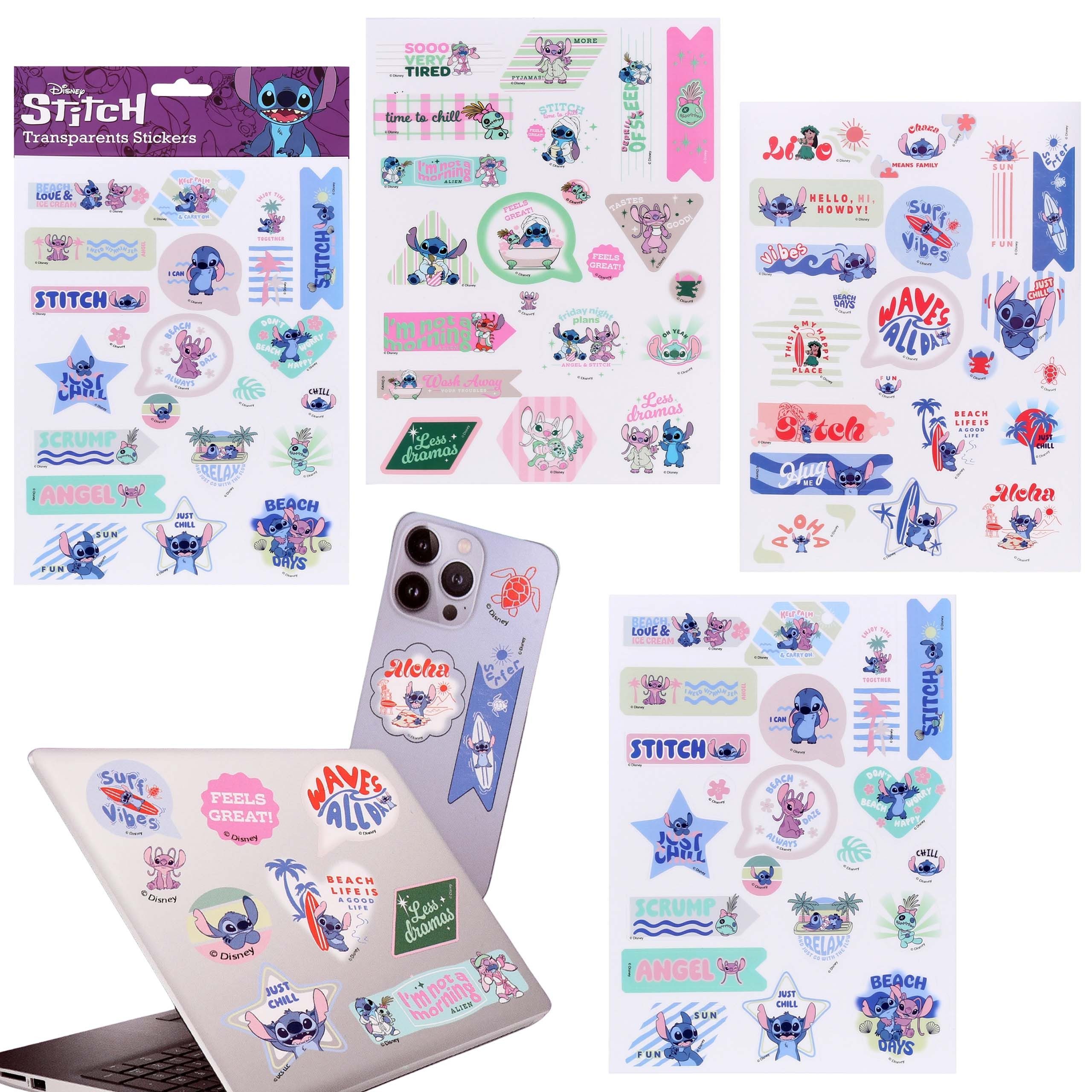 Sarcia.eu Stickerbuch DISNEY Stitch Aufkleber Set, 63 Stk, transparent & wiederverwendbar