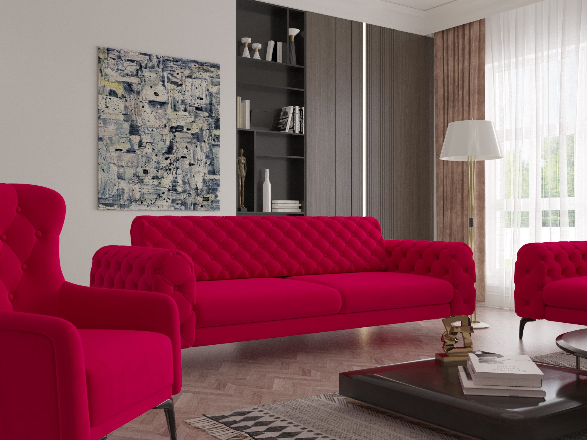 Möbeldreams Chesterfield-Sofa Sofa-Set Arizona Chesterfield Schlaffunktion günstig online kaufen