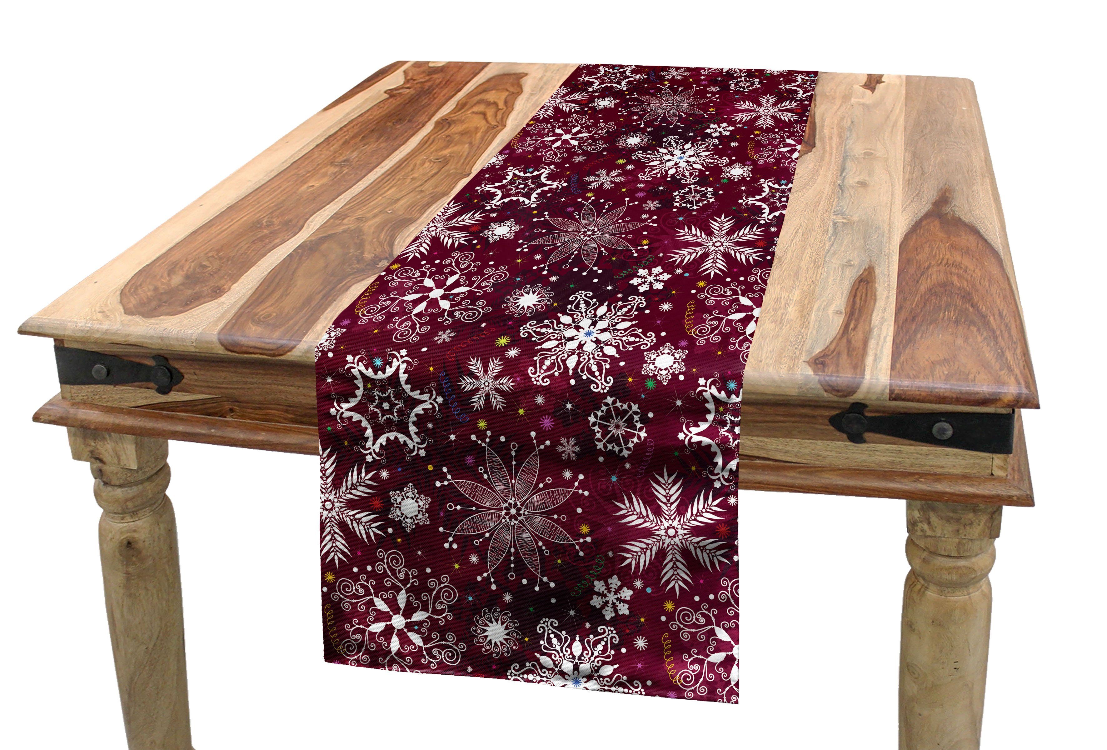 Weihnachten Rechteckiger Schneeflocke Tischläufer, Dekorativer Abakuhaus Küche Tischläufer Esszimmer
