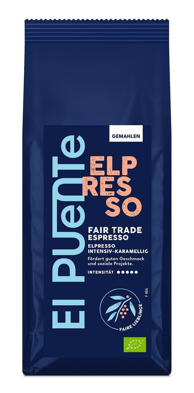 El Puente Kaffee ElPresso - Bio-Espresso gemahlen 250 g, Fair Trade, Vegan, Bio, Handmade