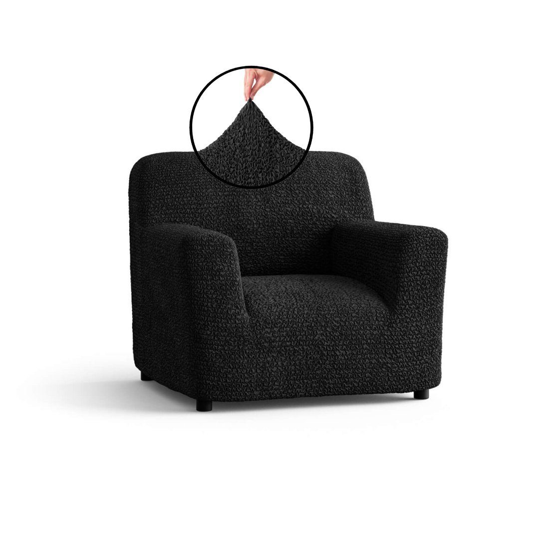 Sesselhusse Bezug für Sessel, italienische Handarbeit, Paulato by GA.I.CO, blickdichter, widerstandsfähiger und langlebiger Mikrofaserstoff schwarz