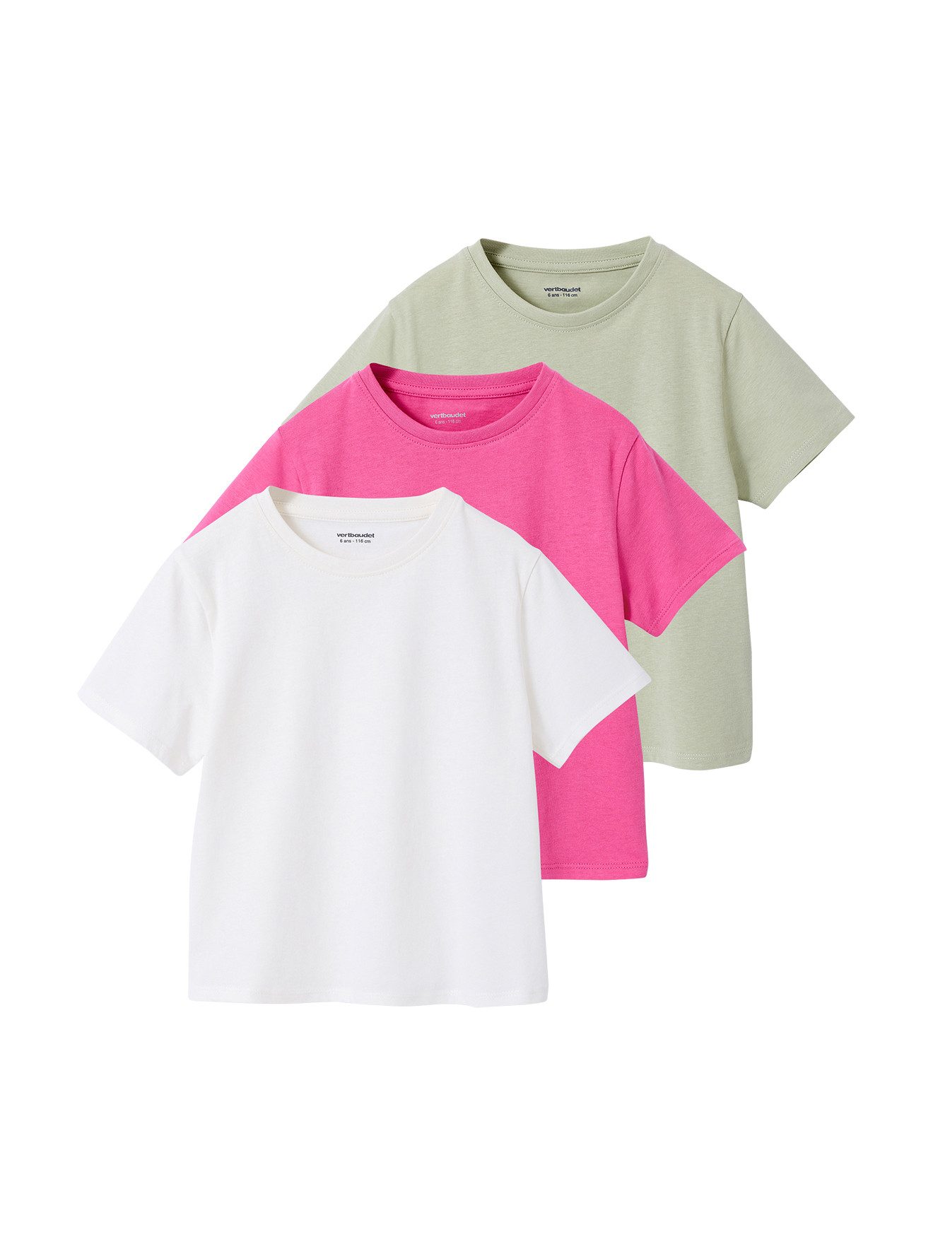 vertbaudet Kurzarmshirt 3er-Pack T-Shirts Mädchen BASIC