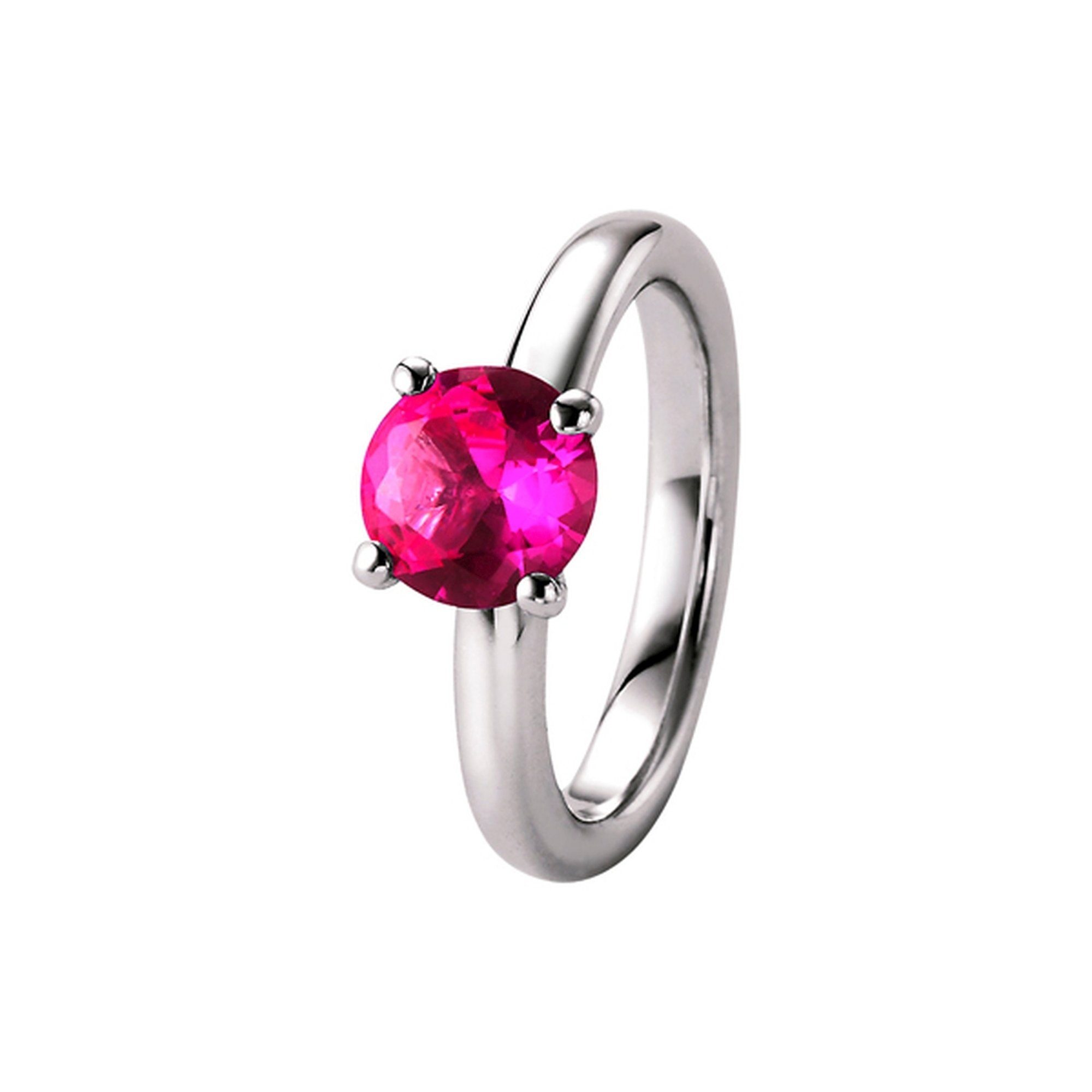 fuchsia Zirkonia, 925 MARTELLO Silberring mit Silber MILANO GIORGIO