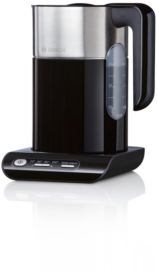 BOSCH Wasserkocher Styline TWK8613P, Abschaltautom., Überhitzungsschutz, Temperaturwahl, 1,5 l, 2400 W, Warmhaltefunktion, schwarz