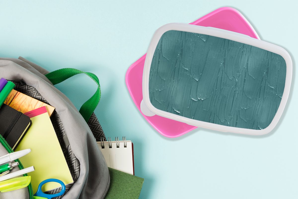 MuchoWow Lunchbox Farbe - Türkis Mädchen, Snackbox, für rosa Abstrakt, Brotbox - (2-tlg), Kunststoff Kinder, Kunststoff, Erwachsene, Brotdose