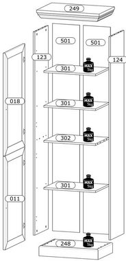 Feldmann-Wohnen Vitrine Royal (1-St) 57cm Pinie skandinavisch weiß Wildeiche Landhaus-Stil