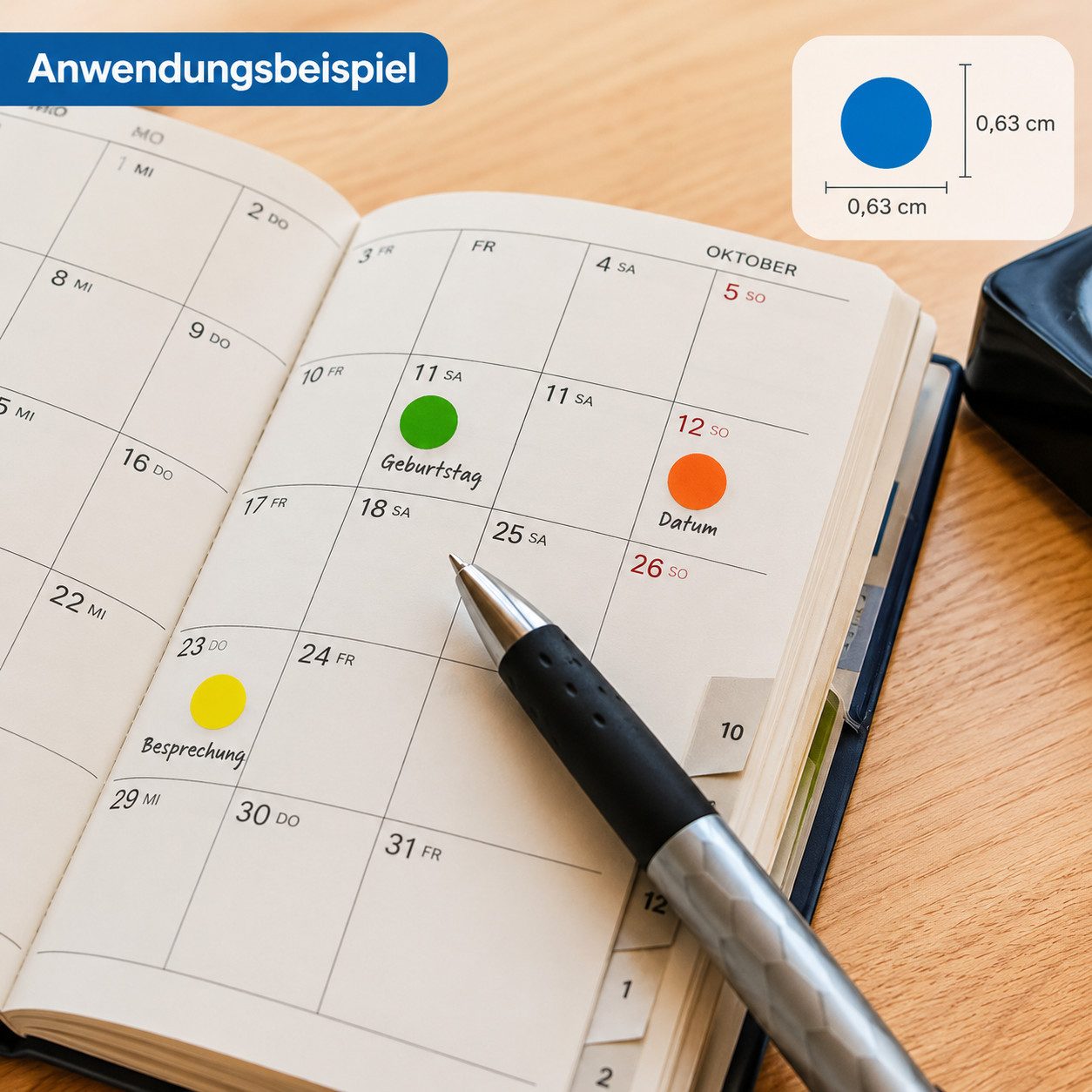 Ware aus aller Welt Aufkleber 8000 Markierungspunkte selbstklebend 0,63 cm 8 Farben Klebepunkte, (8000tlg) – Bild 4 von 5