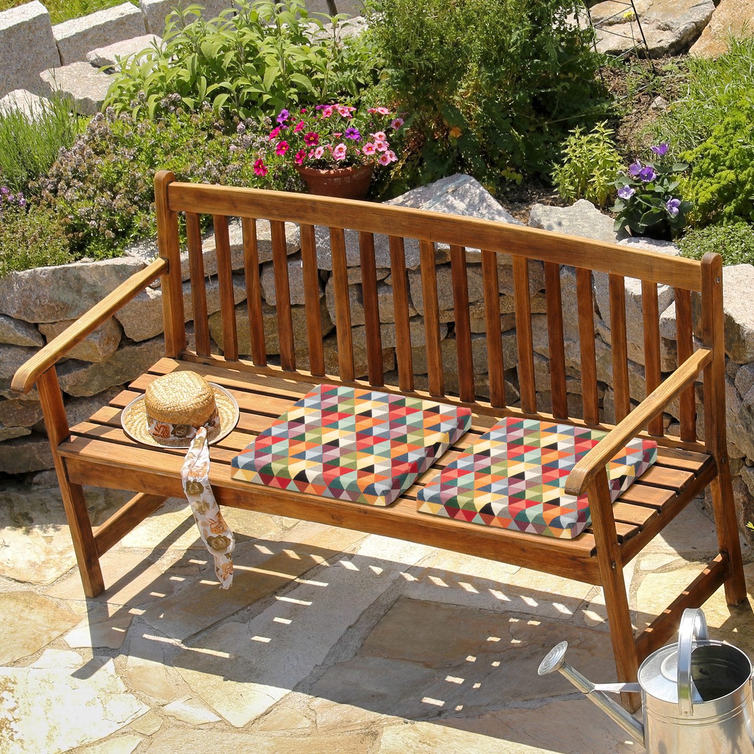 Selfitex Sitzkissen 2er Set bequeme Sitzkissen, 40x40 cm, Höhe 5cm, Stuhlkissen, 2 Sitzauflagen für Stuhl und Bank