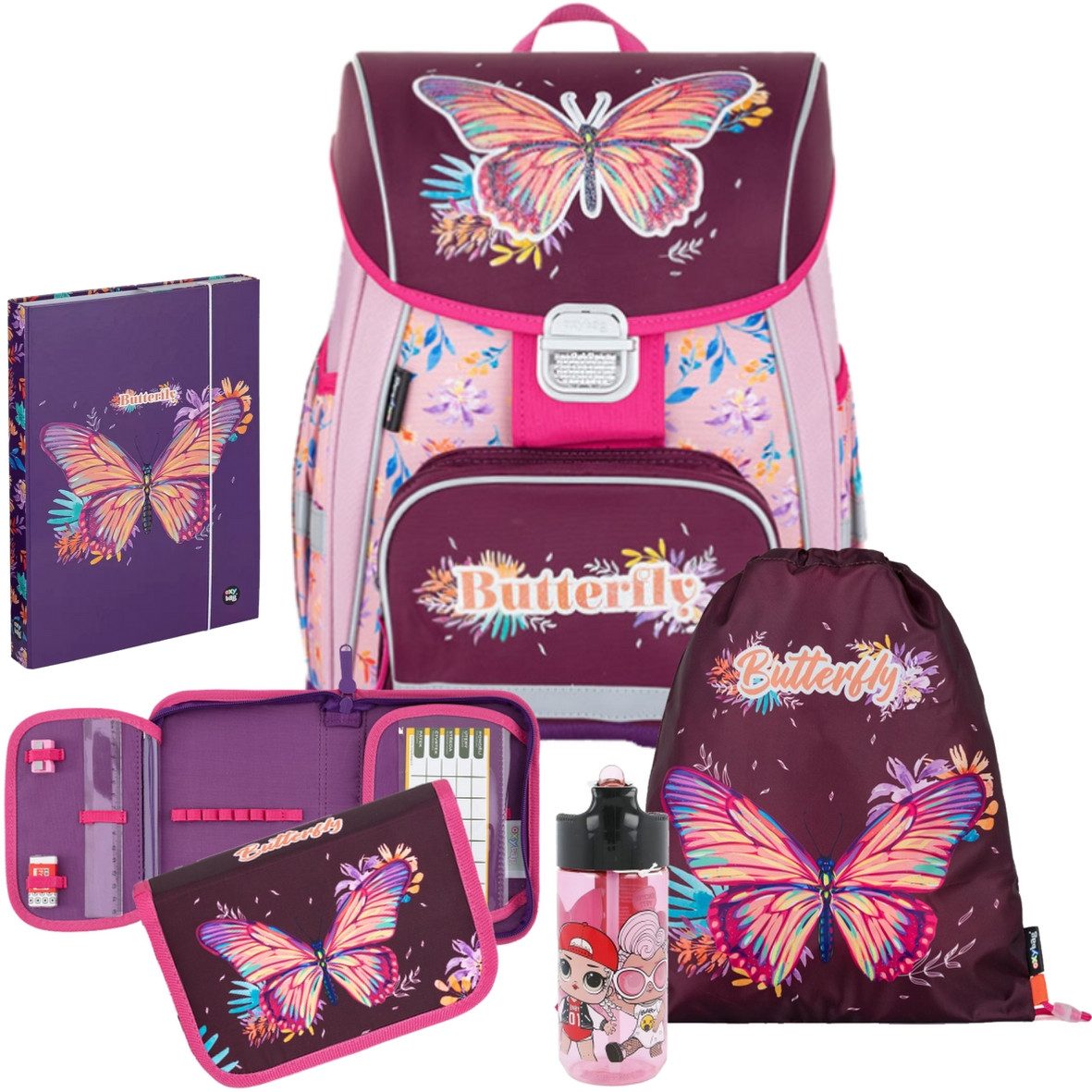 OXYBAG Schulranzen 1.Klasse Mädchen in unterschiedlichen Sets (5-tlg)