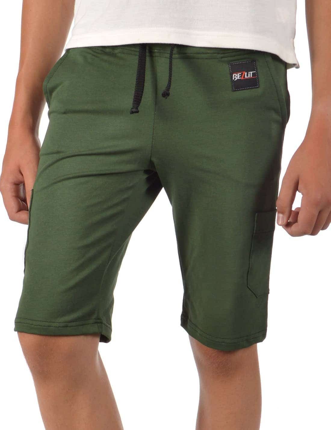 Cargoshorts Casual Jungen Uni Kinder Olivegrün BEZLIT Camouflage Stoff Shorts (1-tlg)