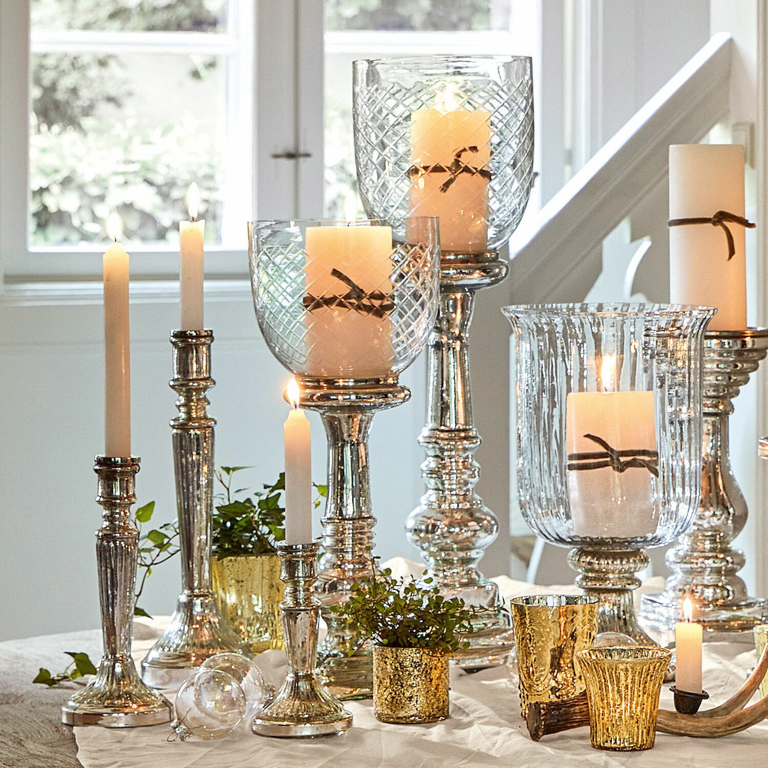 Mirabeau Kerzenständer Kerzenständer 2er Set Layci silber/klar