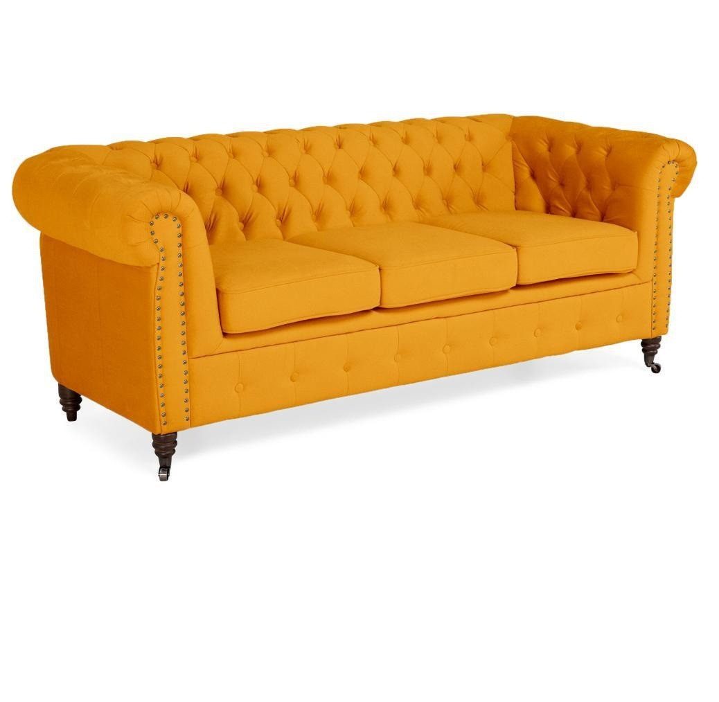 JVmoebel Chesterfield-Sofa Klassisches Chesterfield Sofa in Orange mit hochwertiger Polsterung, Packung, Made in Europa
