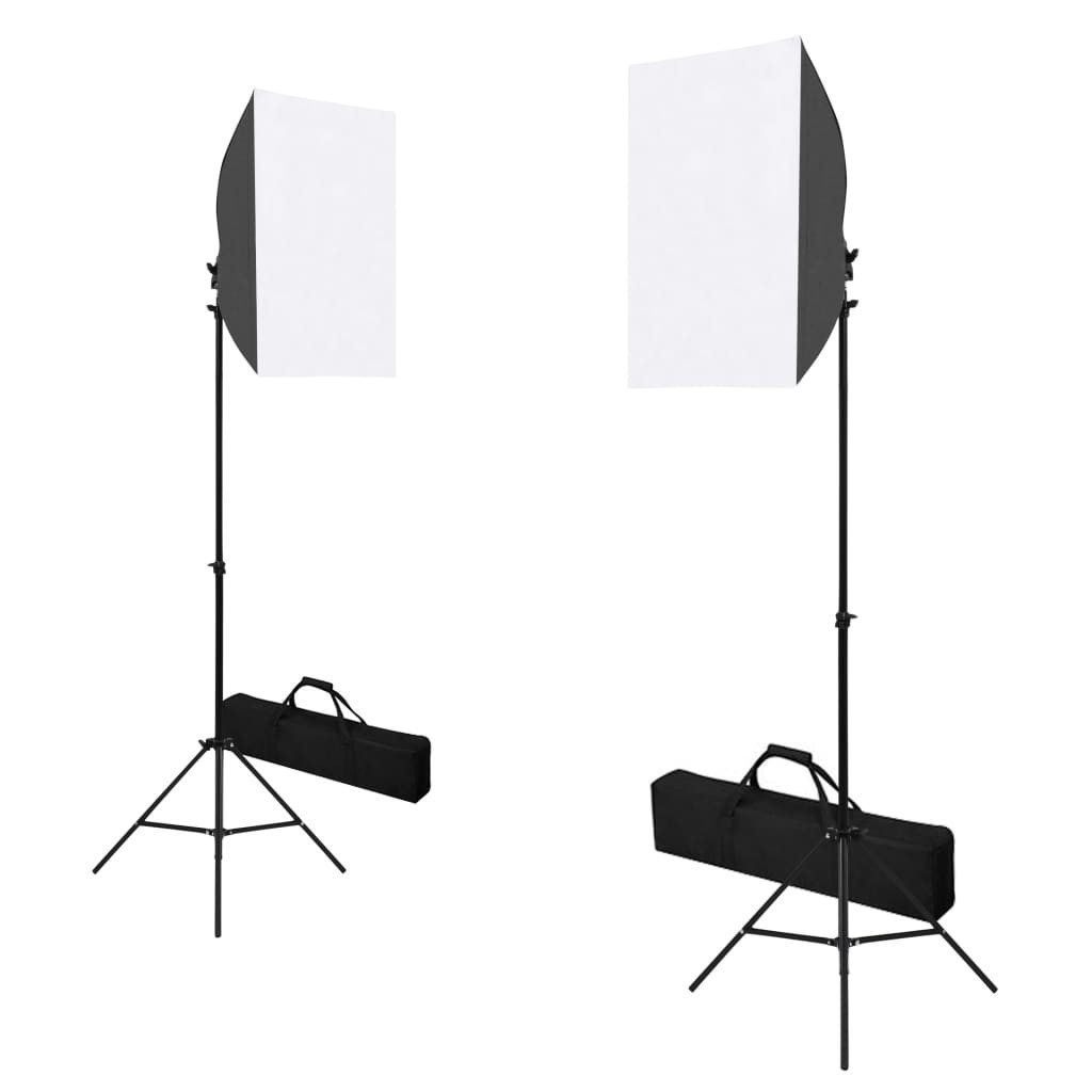 vidaXL Fotohintergrund Fotostudio Set mit Softbox-Leuchten und Reflektor
