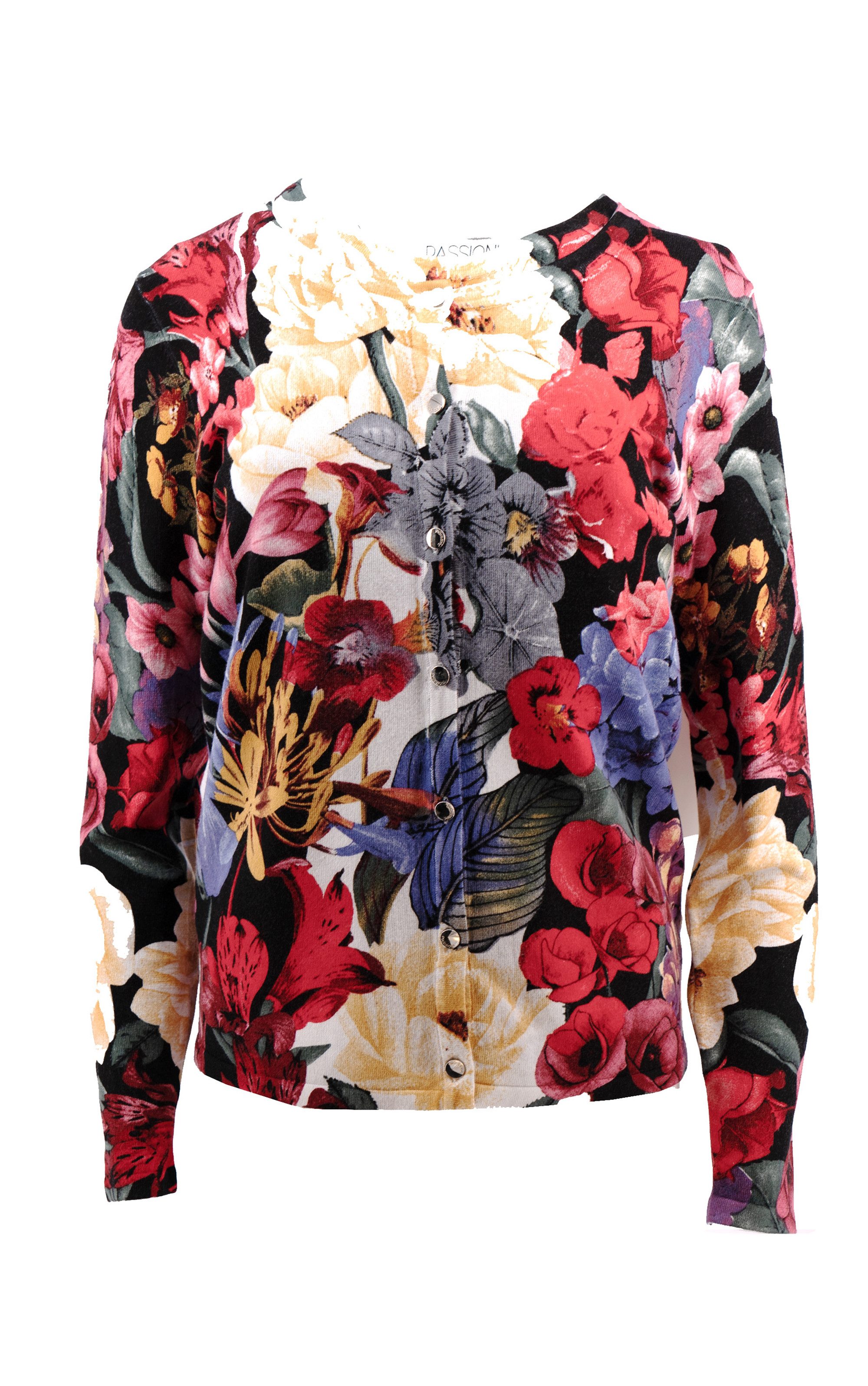 Passioni 2-in-1-Strickjacke Twinset mit farbigem Blumenmuster – Bild 5 von 5