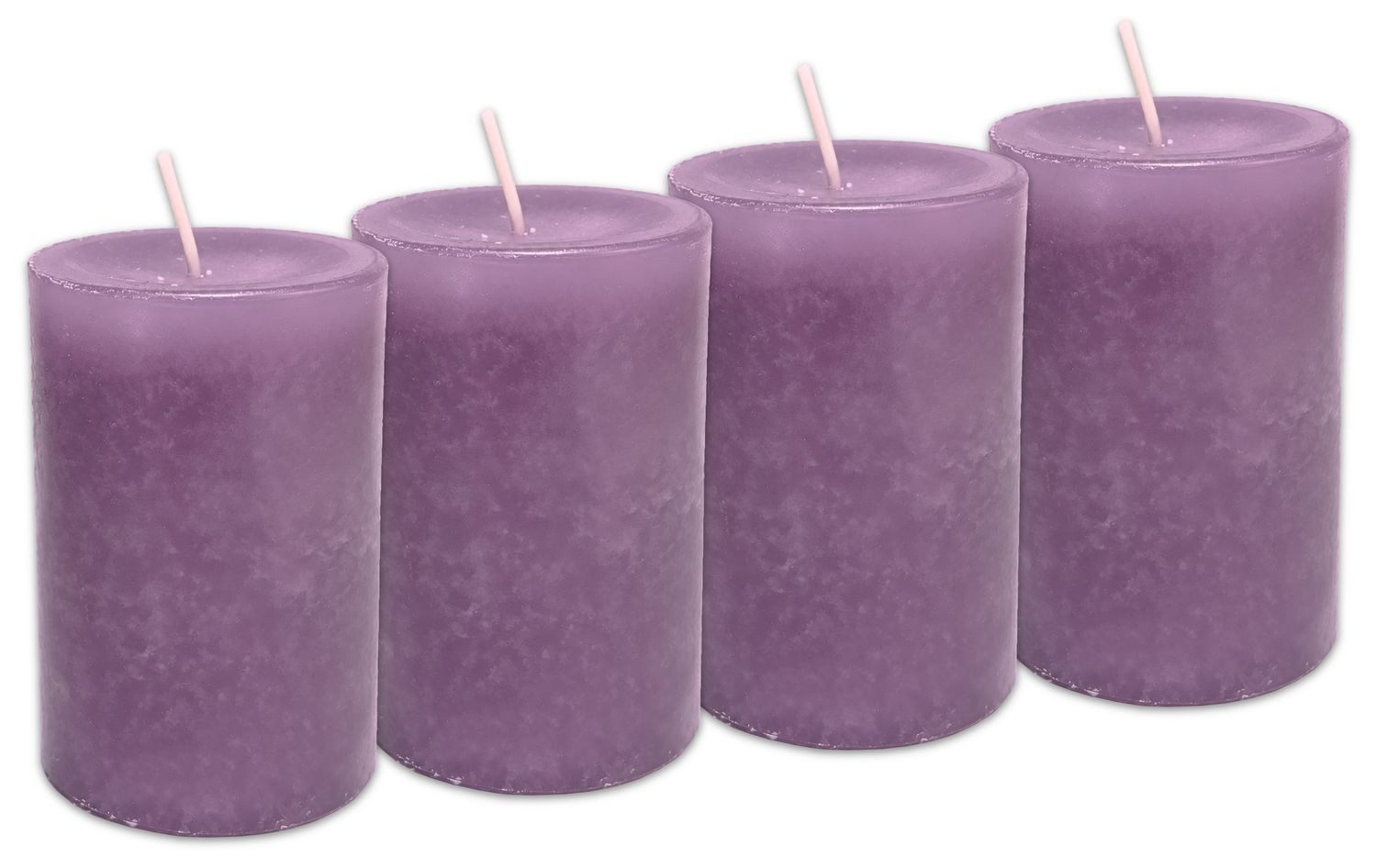 ZauberDeko Stumpenkerze 4 Stumpenkerzen Kerzen Flieder Lila Frühling Adventskranz 9cm h Ø 6cm