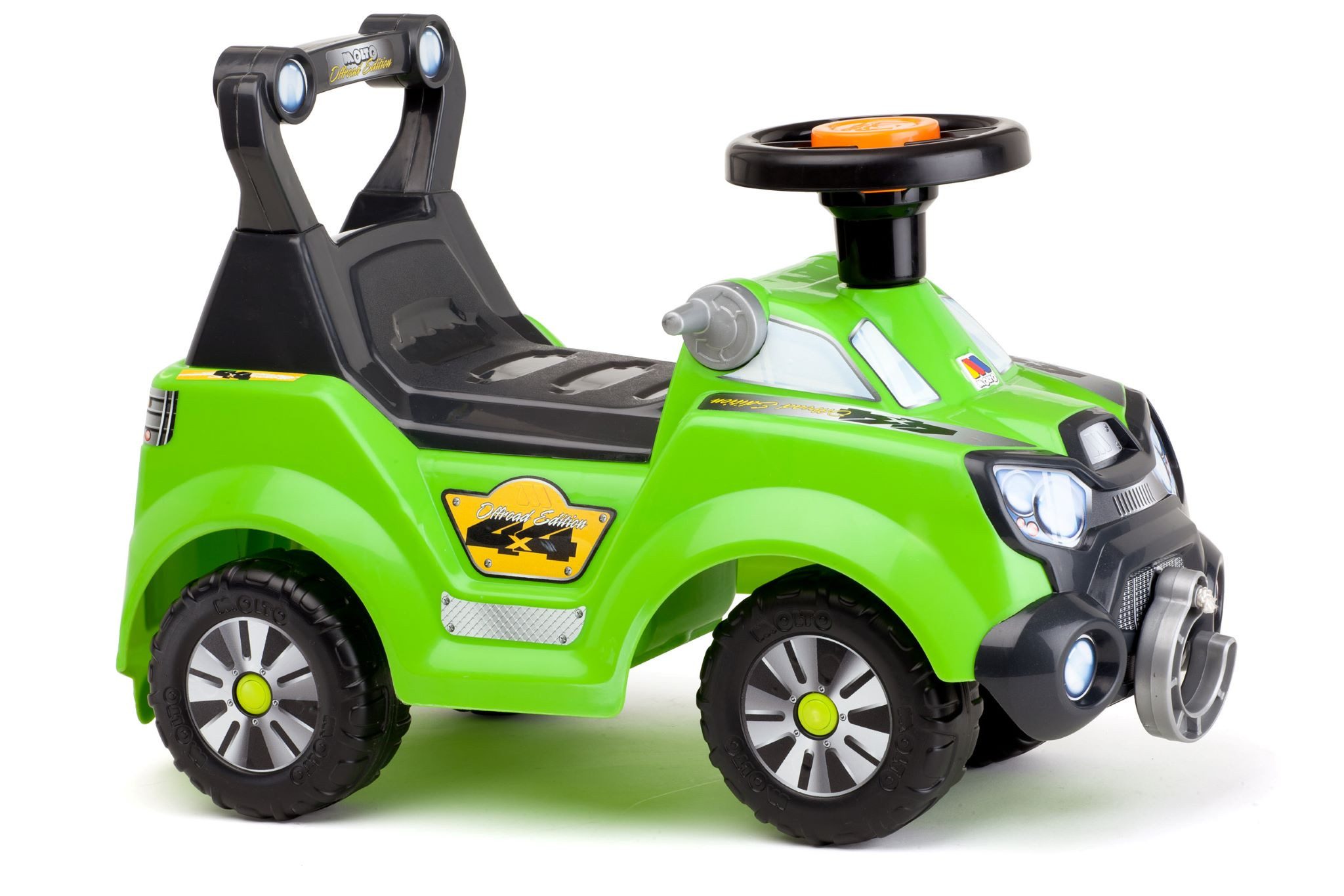 MOLTO Rutscherauto 3-in-1 grün mit Schiebestange, Lauflernhilfe mit Sound, 3-in-1 Rutscherauto, Lauflernhilfe für Kinder ab 12 Monaten