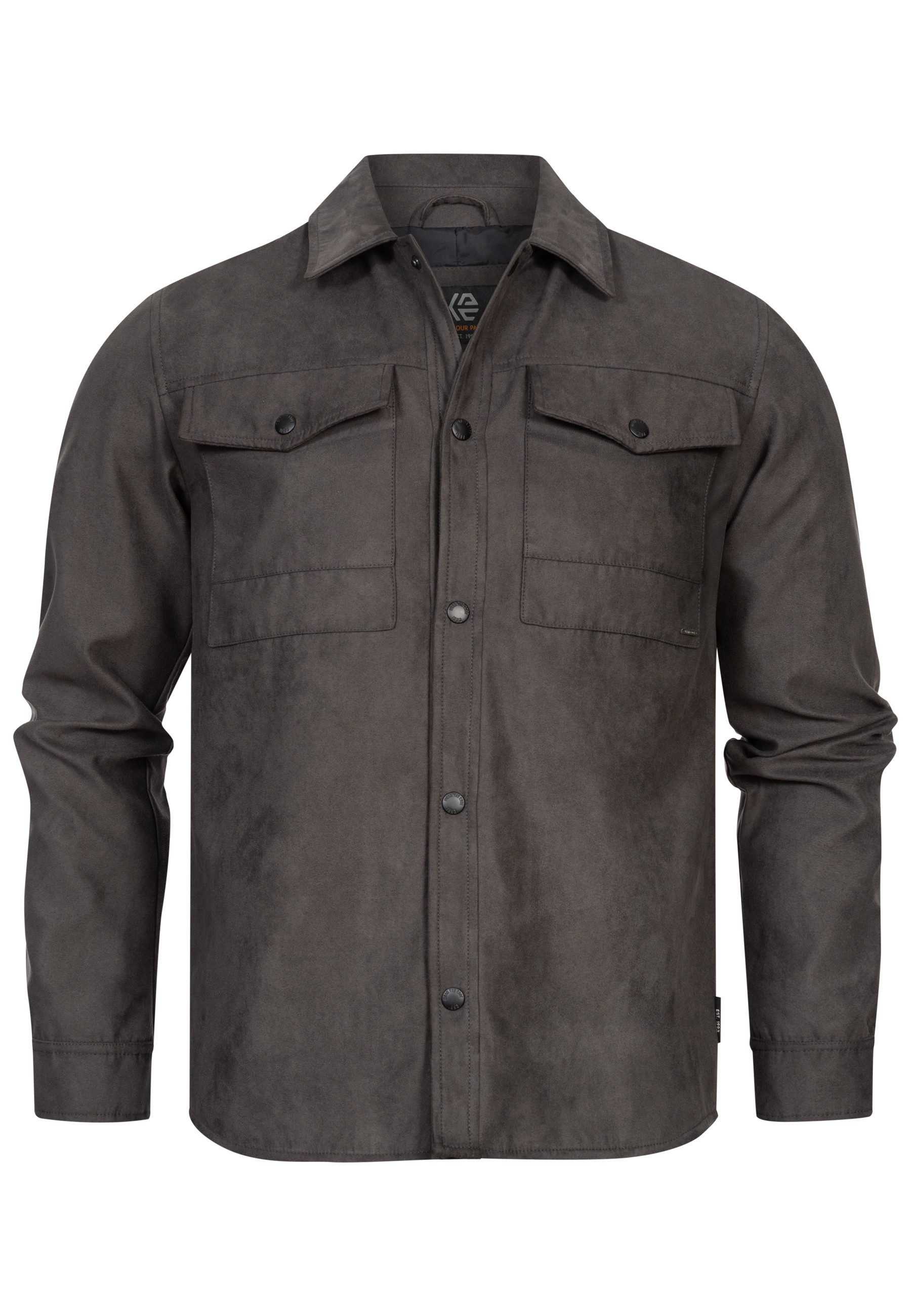 Indicode Langarmhemd Herren INFinny Herrenhemd Langarm Stylisches Fake-Sued günstig online kaufen