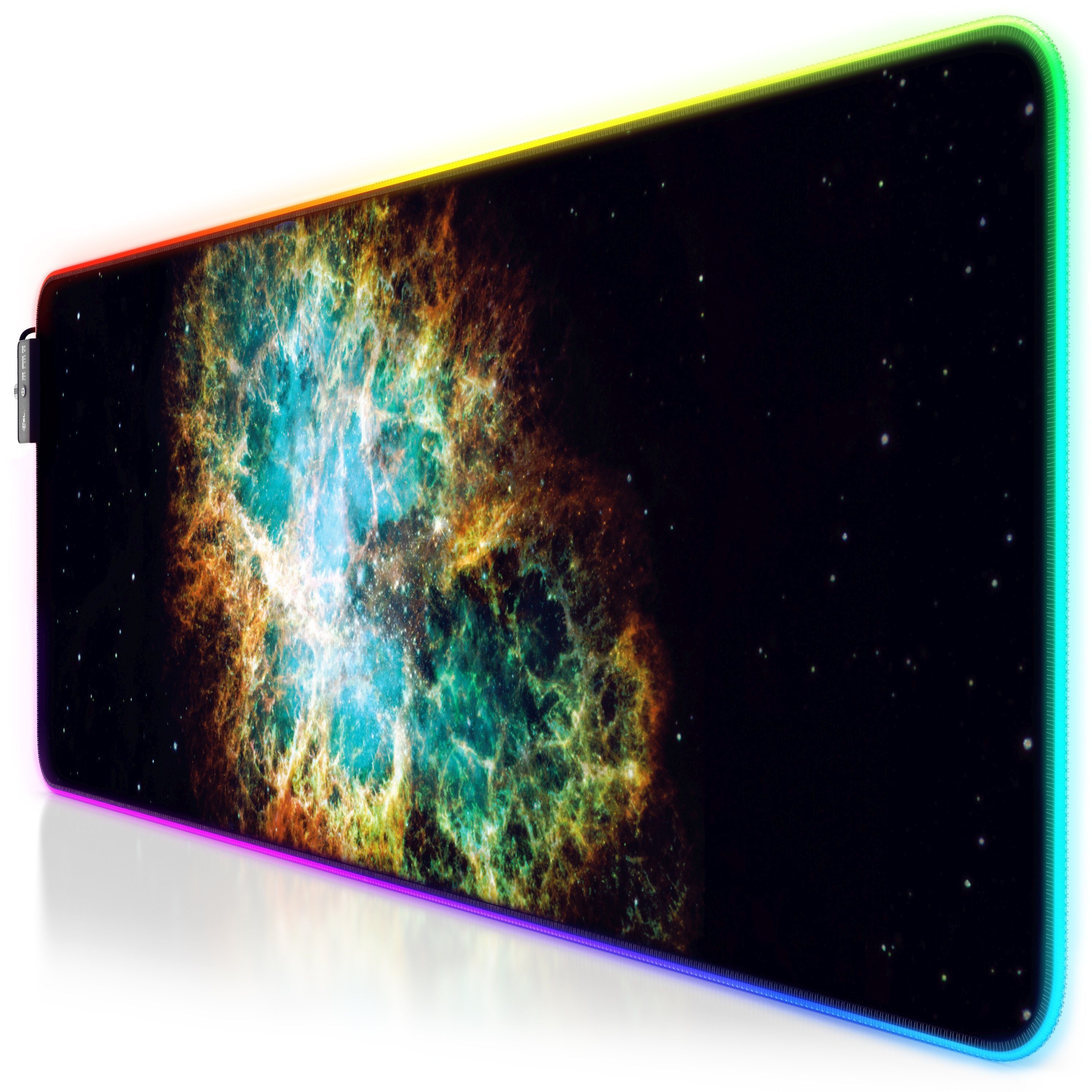Titanwolf Gaming Mauspad RGB Mousepad 800 x 300 x 3 mm, LED Multi Color XL Tischunterlage (1-St), rutschfest, abwaschbar, Geschwindigkeit & Präzision, Galaxie Grün