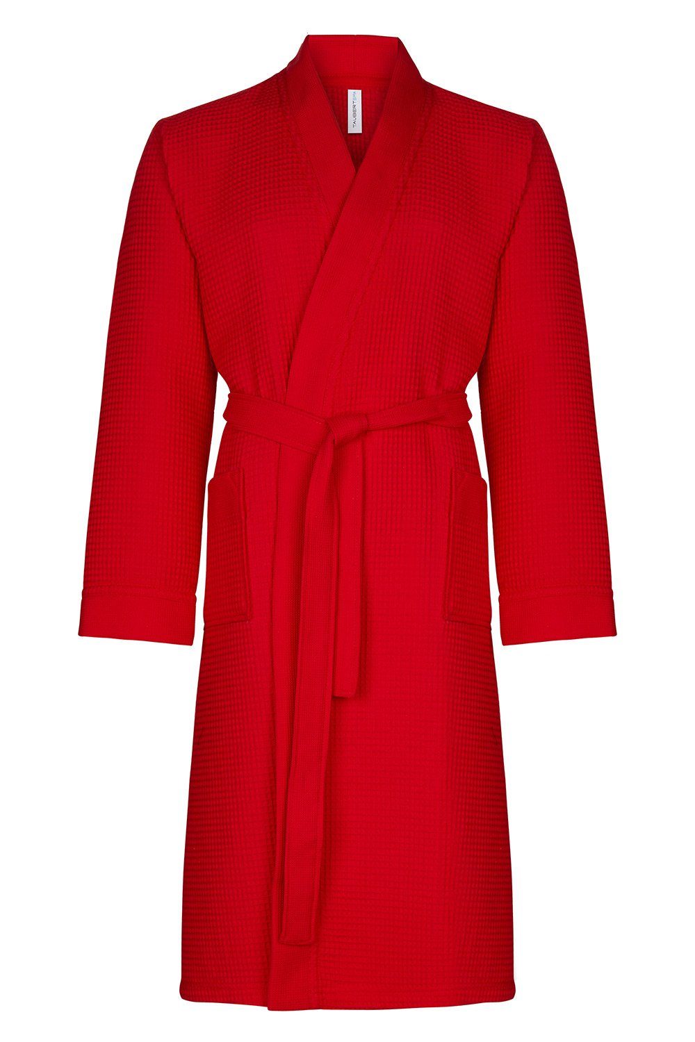 Taubert Bademantel Spa Thalasso, Baumwolle, zwei Taschen, Bindegürtel, mit Bindegürtel, Herren Kimono-Stil, 120cm, Baumwolle Pique