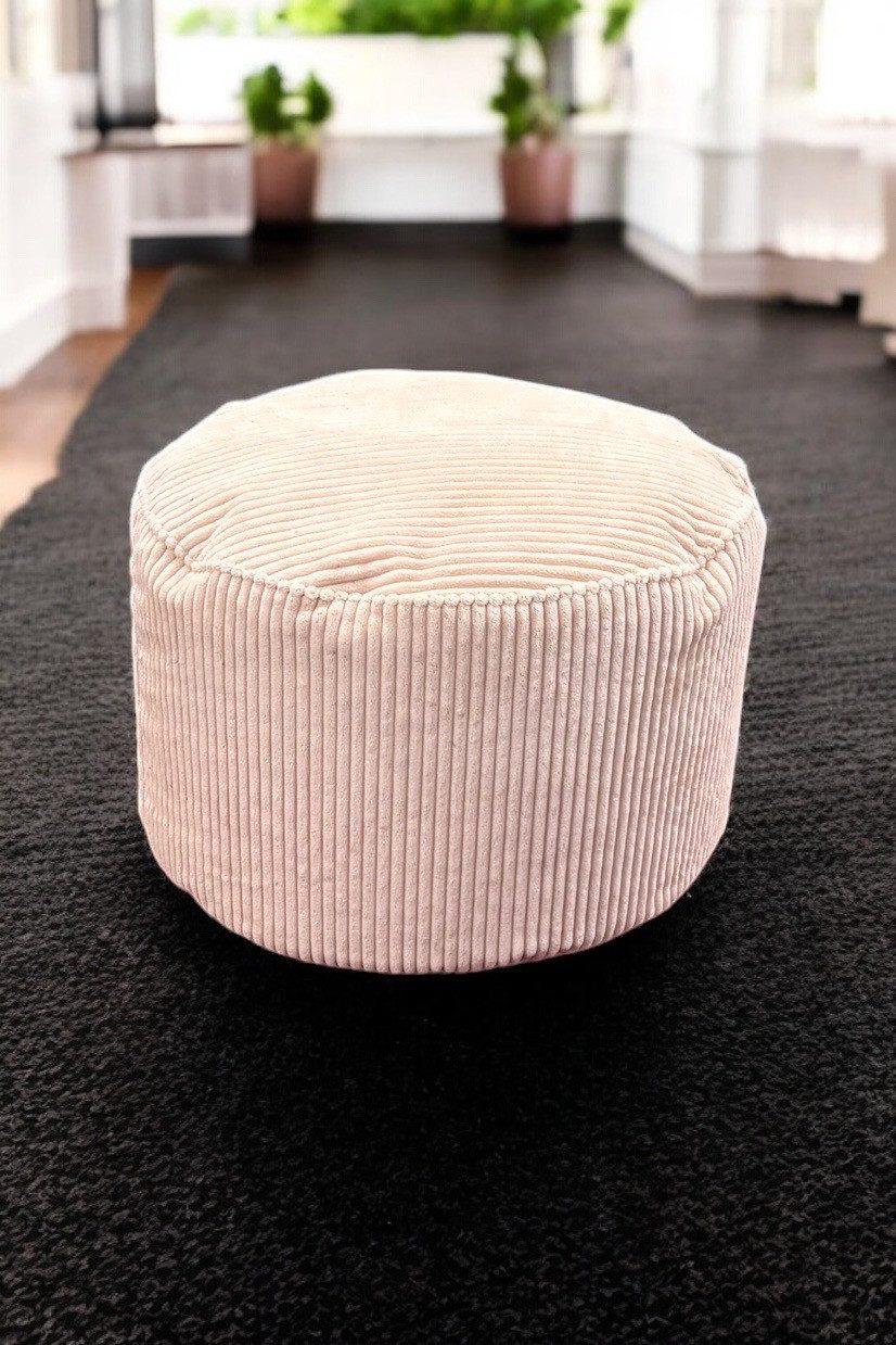 k-hometrends Sitzsack LoungeMate Sitzsack mit Hocker, Cord, Creme, Sitzsack mit Hocker