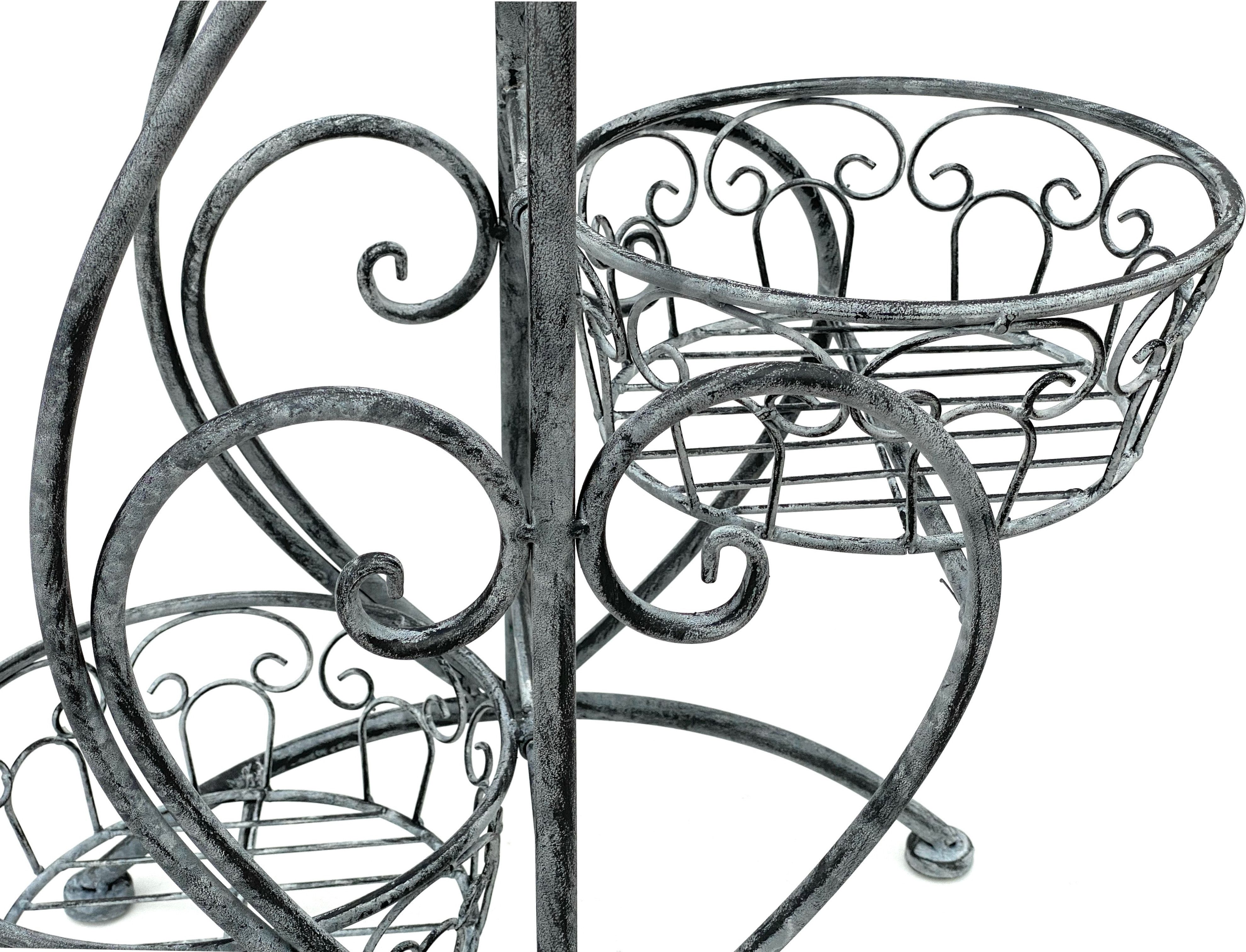 DanDiBo Blumenständer mit 3 Ablagen Blumentreppe Metall Grau 75 cm 96011 Blumensäule, Pflanzenständer Pflanzensäule Blumenhocker