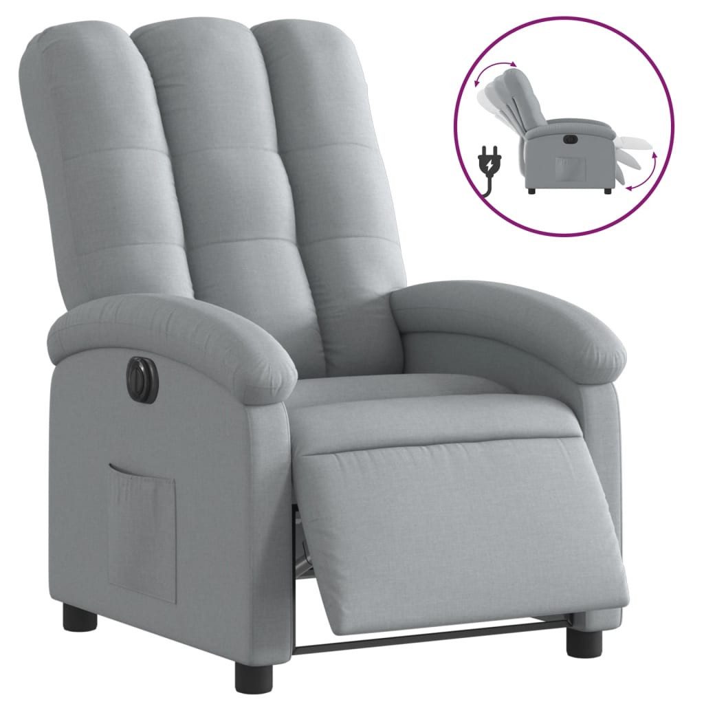 vidaXL Sessel Relaxsessel Elektrisch Hellgrau Stoff günstig online kaufen