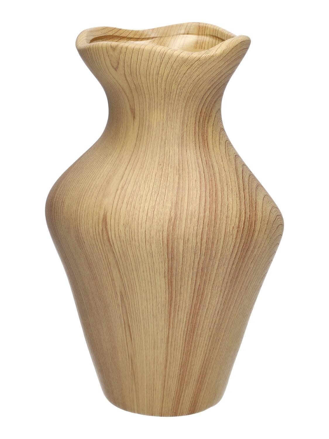 INNA-Glas Dekovase Blumenvase MARILLA, in Holzoptik, Dolomit, natur, 25cm, Ø15,5cm