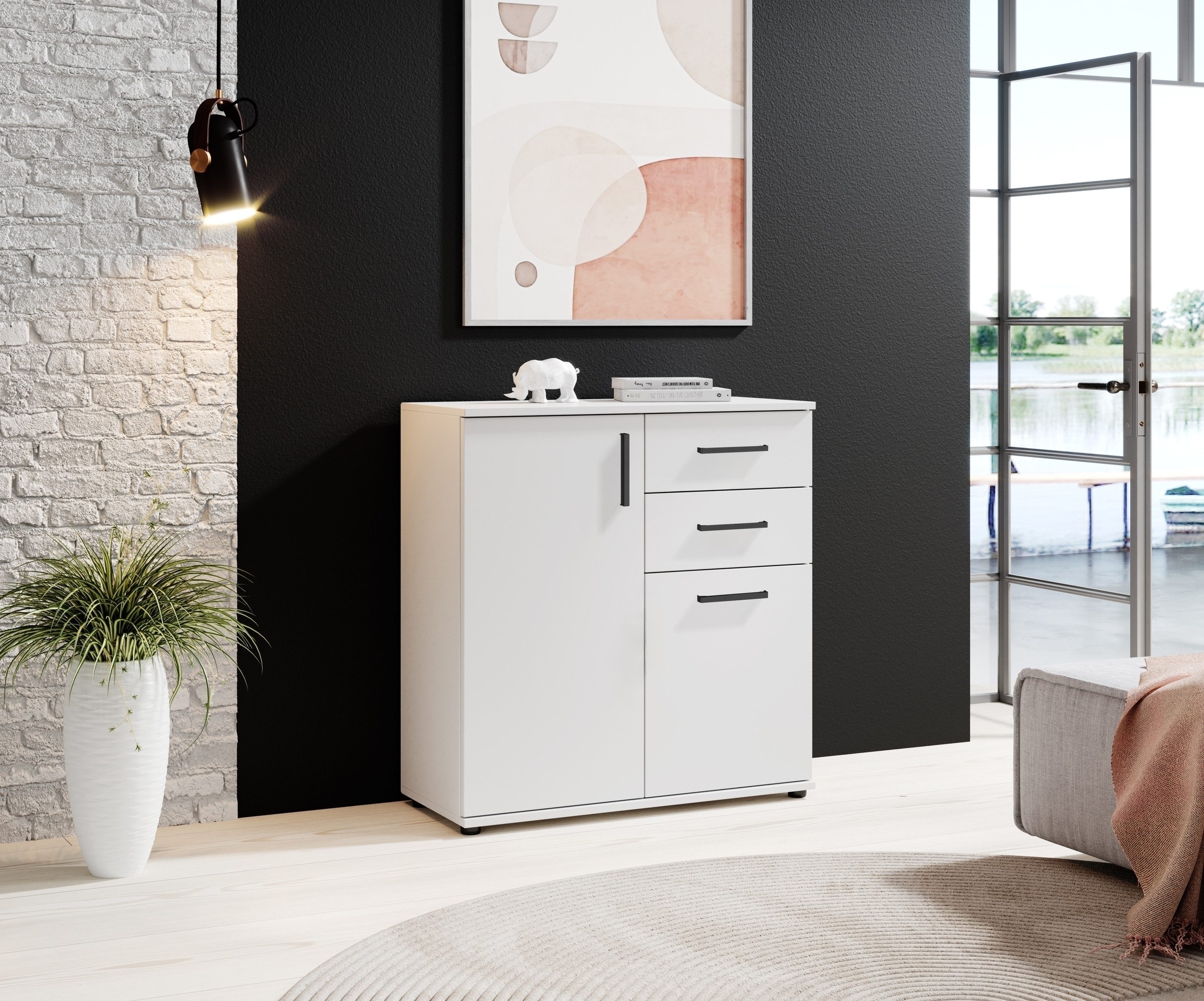 Bega Consult Kommode 2 Türen, 2 Schubladen, weiß - 80x84x35cm (BxHxT)