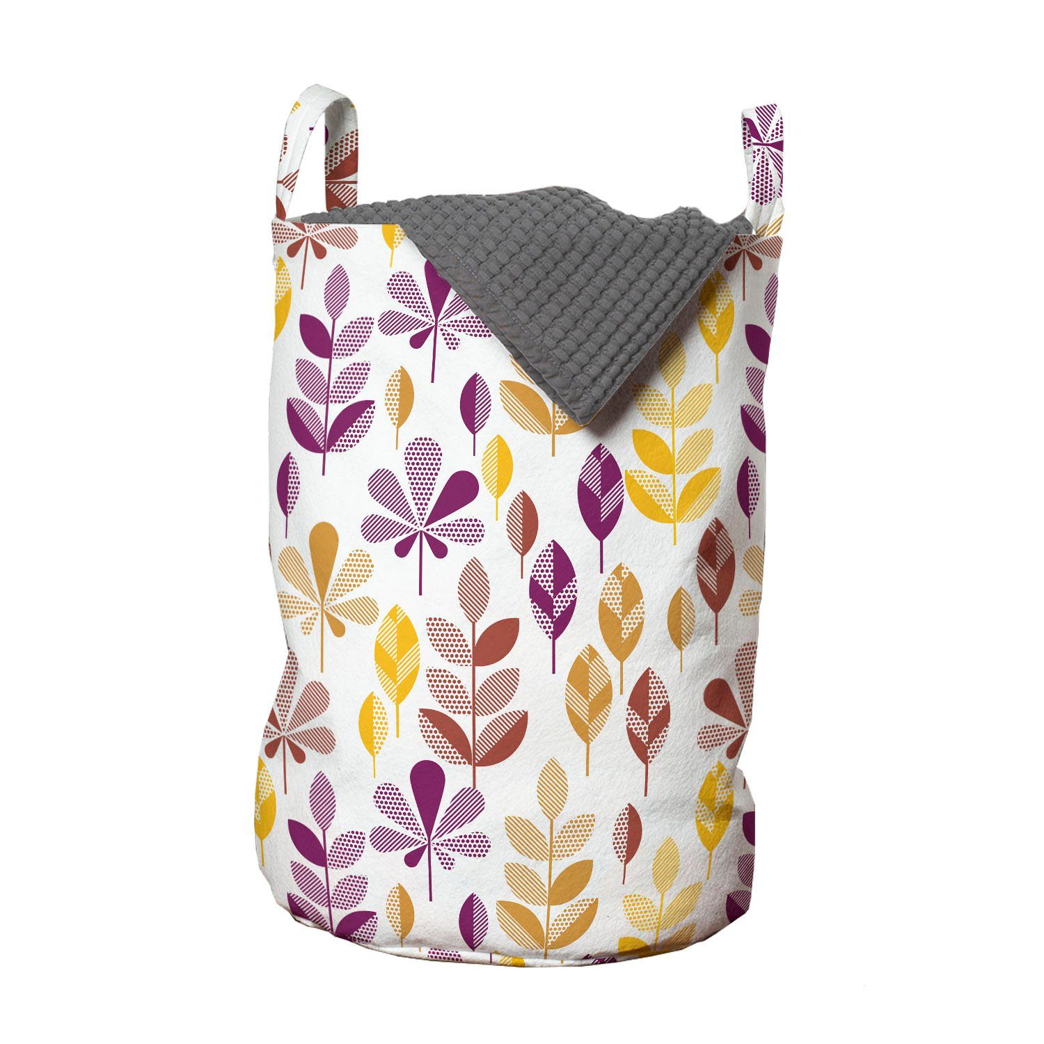 Abakuhaus Wäschesäckchen Wäschekorb mit Griffen Kordelzugverschluss für Waschsalons, Blumen Ähre und Blätter