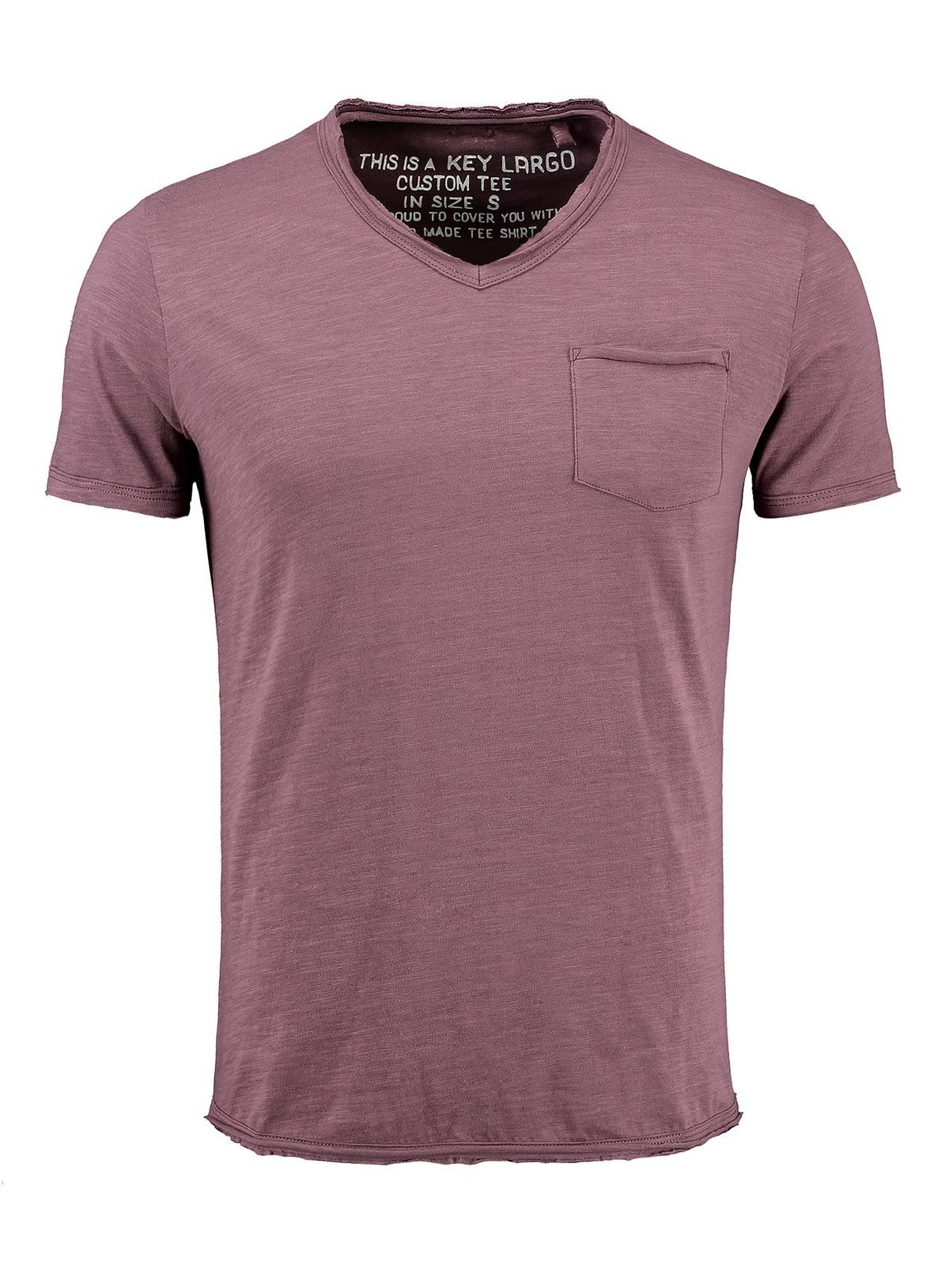 Key Largo T-Shirt Water vintage Look uni Basic MT00780 V-Ausschnitt unifarben kurzarm slim fit