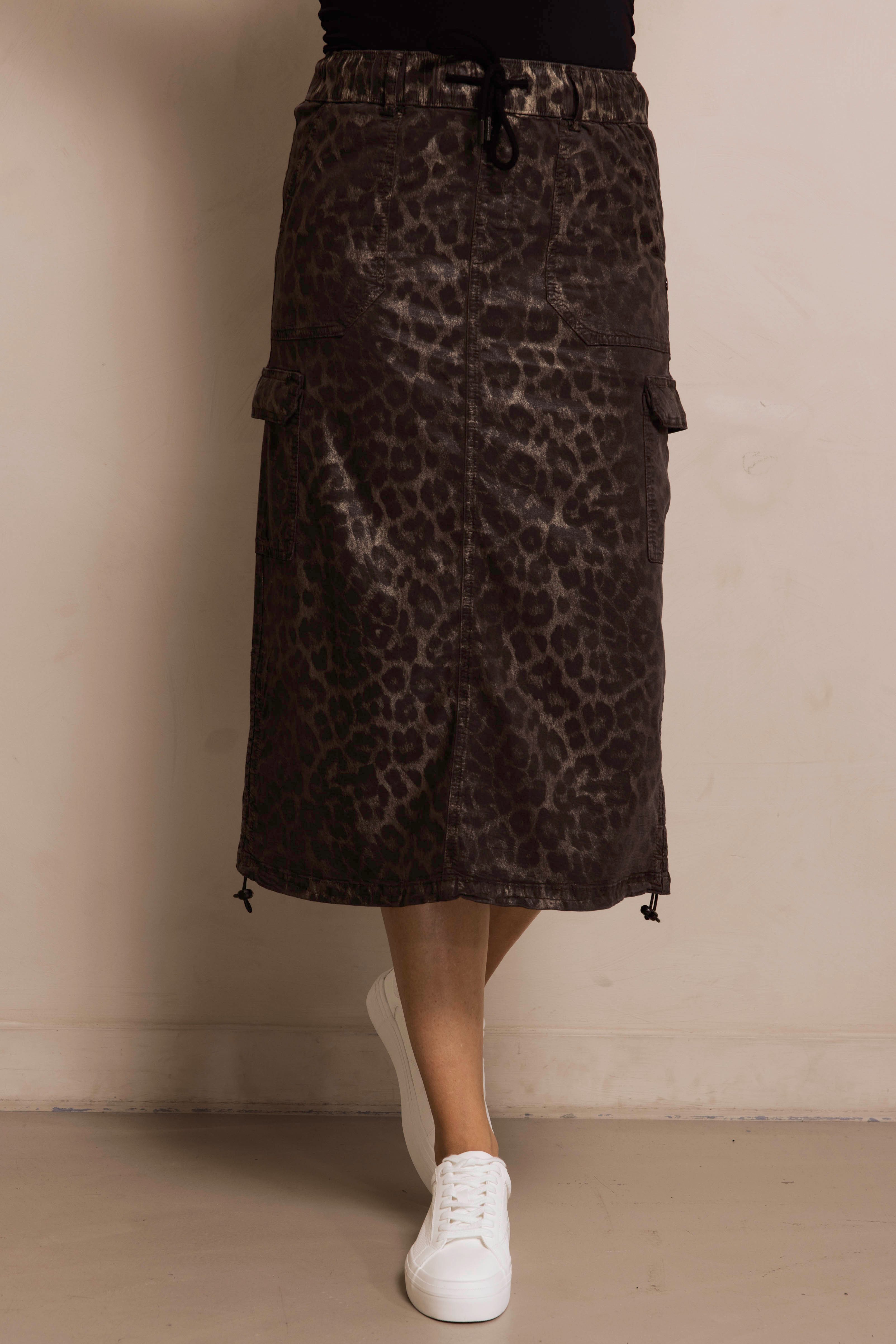 Zhrill Midirock ZHJIL im Leo-Look und mit Cargo-Taschen