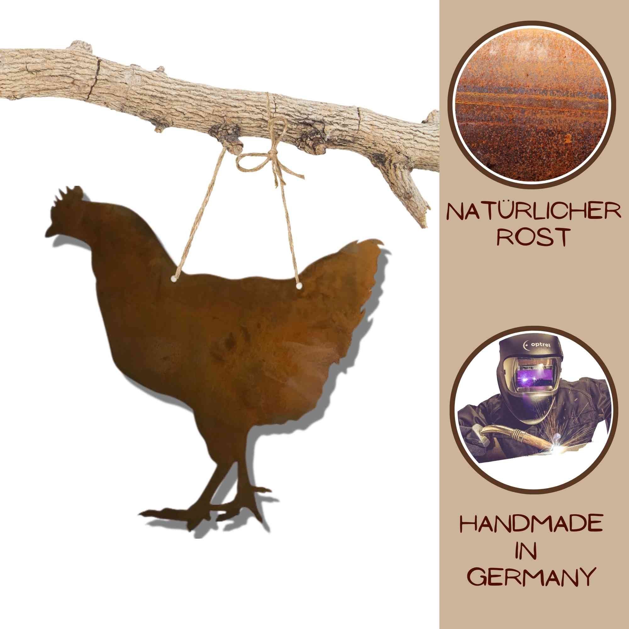 Rostikal Hängedekoration Gockel und Henne Deko Ostern Gartendeko Frühlingsdeko, echter Rost