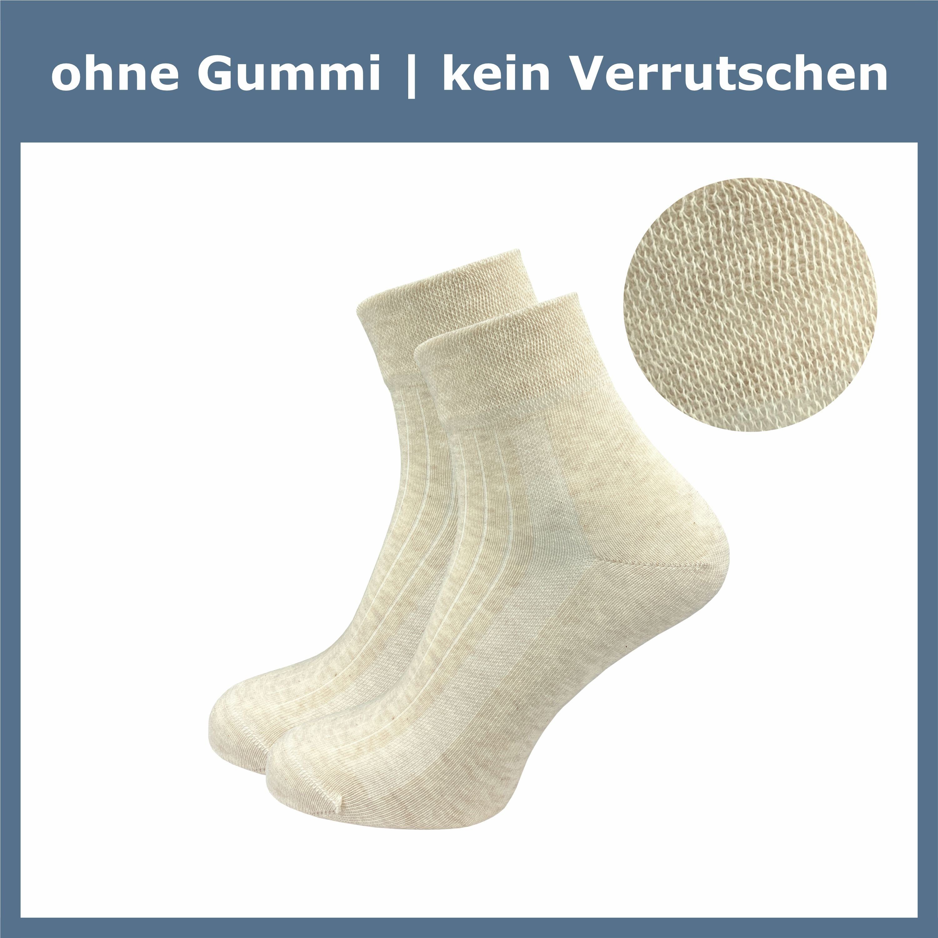 ohne weiß, schwarz Venensocke farbig beige Damen Baumwolle aus (6 weicher & Diabetikersocken GAWILO für Gummibund am Naht in Paar) Piquet-Strick ohne Breiter & Komfortbund,