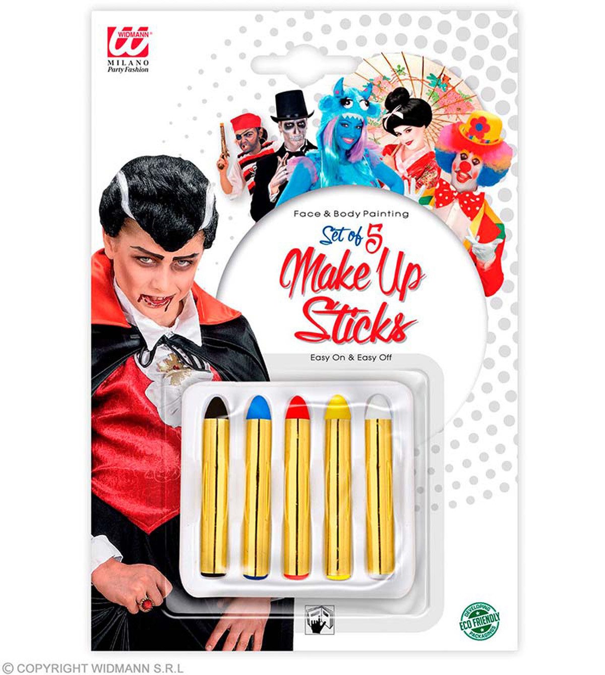 Widmann S.r.l. Theaterschminke Make-Up Schminkstift Set - 5-teilig