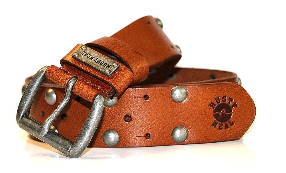 Rusty Neal Ledergürtel mit Nietenapplikation