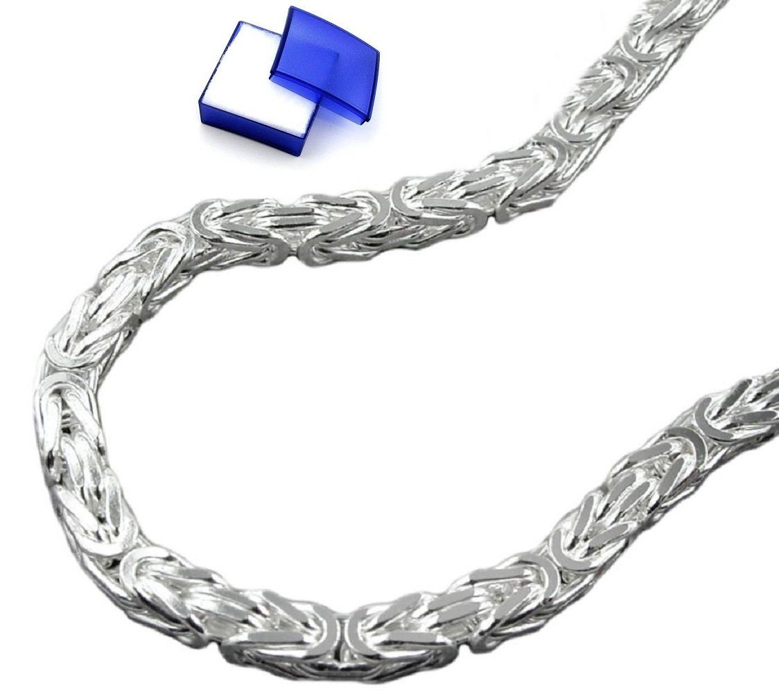 unbespielt Silberkette Halskette 3 mm Königskette vierkant glänzend 925  Silber 60 cm, Silberschmuck für Damen und Herren