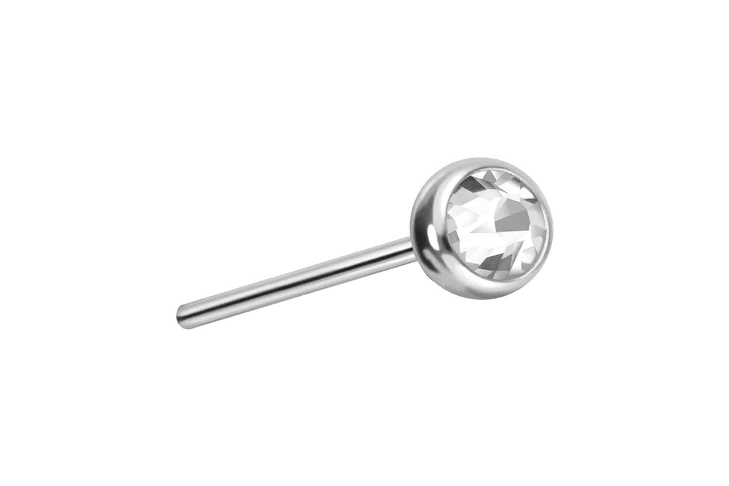 Piercing-Set Titan Kugel mit Push Pin KRISTALL