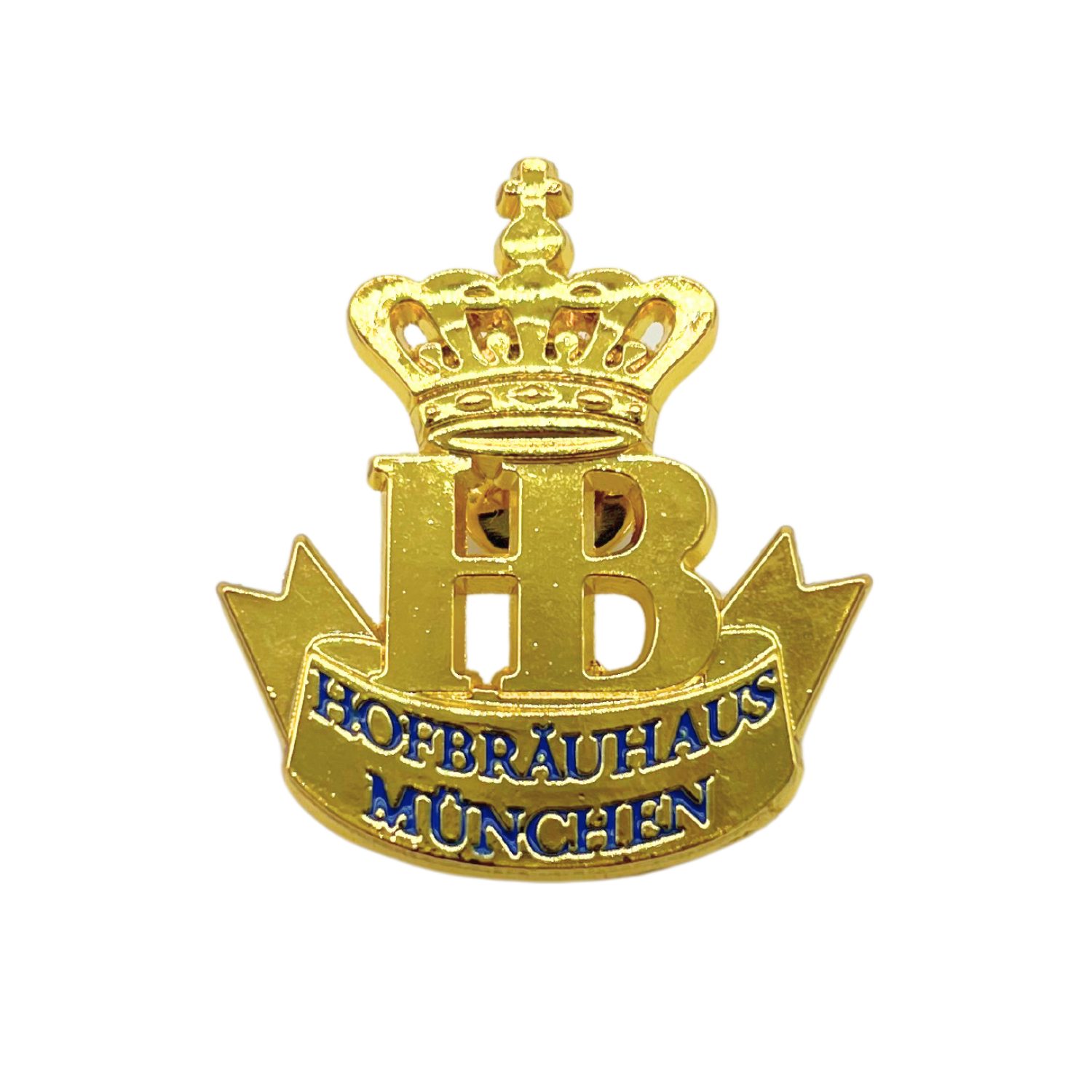 Hofbräuhaus München Anstecknadel, vergoldeterHofbräuhaus-Pin „Banderole“, mit Butterfly-Verschluß