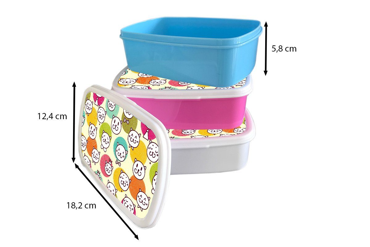 MuchoWow Lunchbox Mädchen - - rosa Katze Snackbox, - - Kinder, Muster Brotdose Erwachsene, Kunststoff, Mädchen, Krone Mädchen Kunststoff für Kinder, (2-tlg), Brotbox - - Kinder