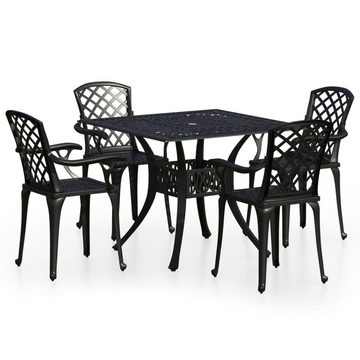 vidaXL Garten-Essgruppe 5-tlg Bistro-Set Aluminiumguss Schwarz Sitzgruppe Set