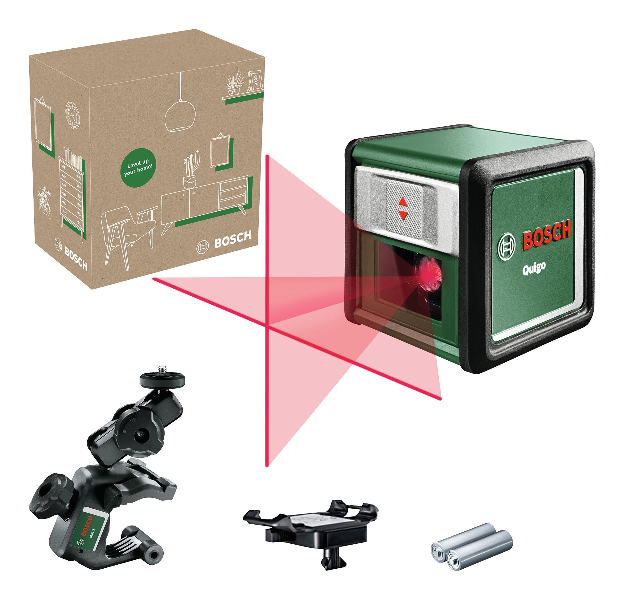 BOSCH Punkt- und Linienlaser Quigo, Kreuzlinien-Laser - im eCommerce-Karton