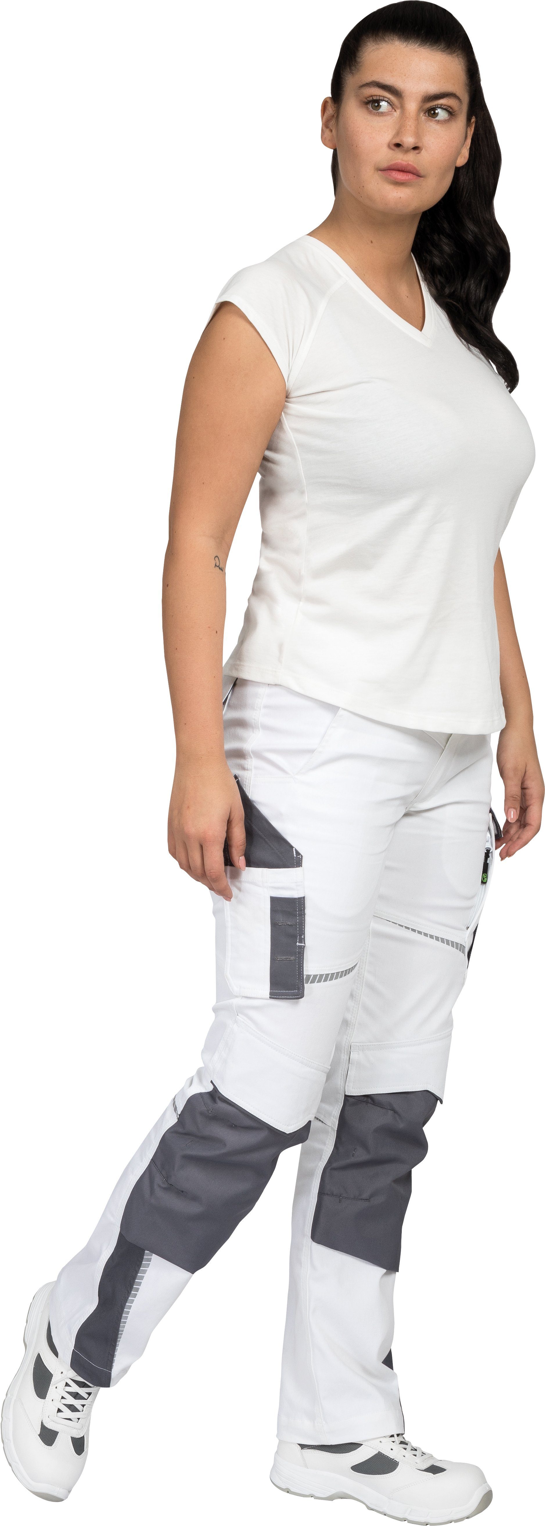 Leibwächter Arbeitshose Arbeitsshirt Damen T-Shirt weiß Größe 44 (1-tlg)