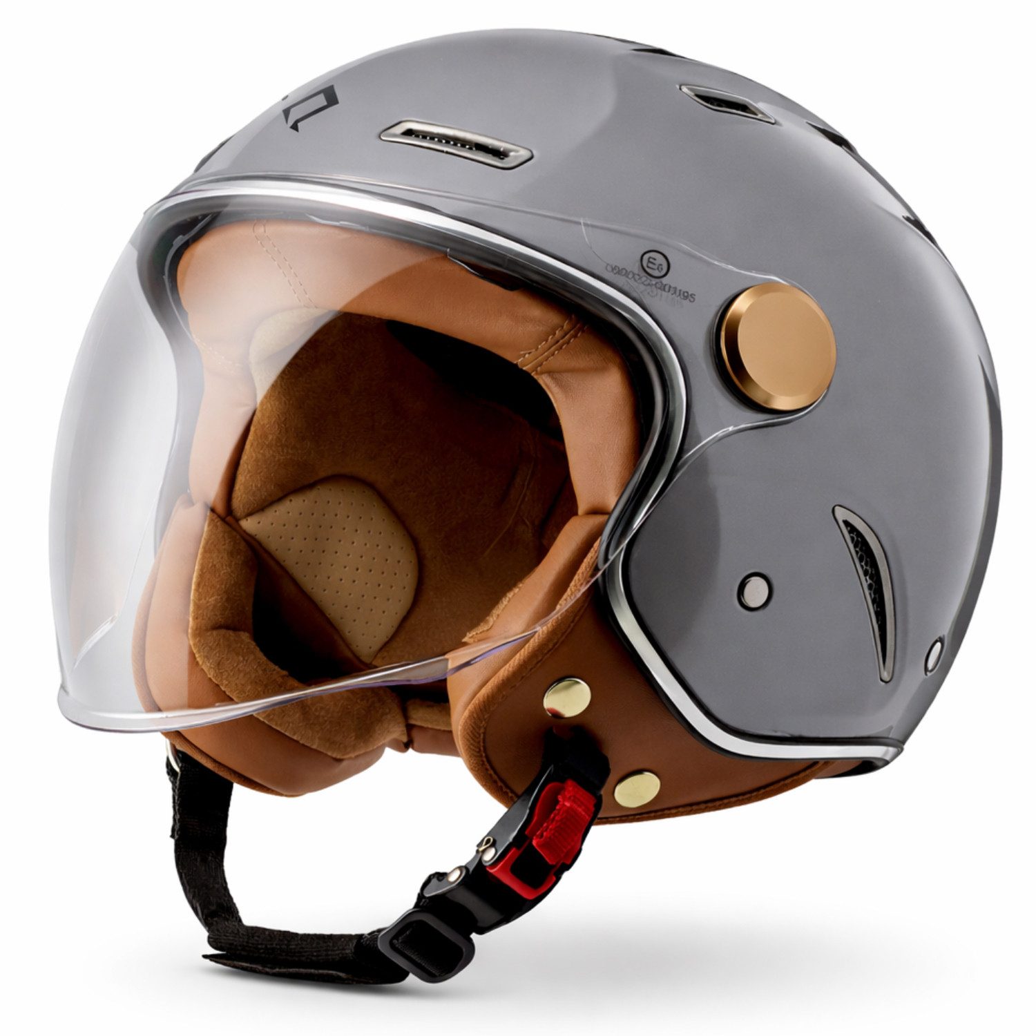 Burnout Motorradhelm Jethelm Retro Look, Sonnenvisier Klarsichtvisier, ECE 22.13